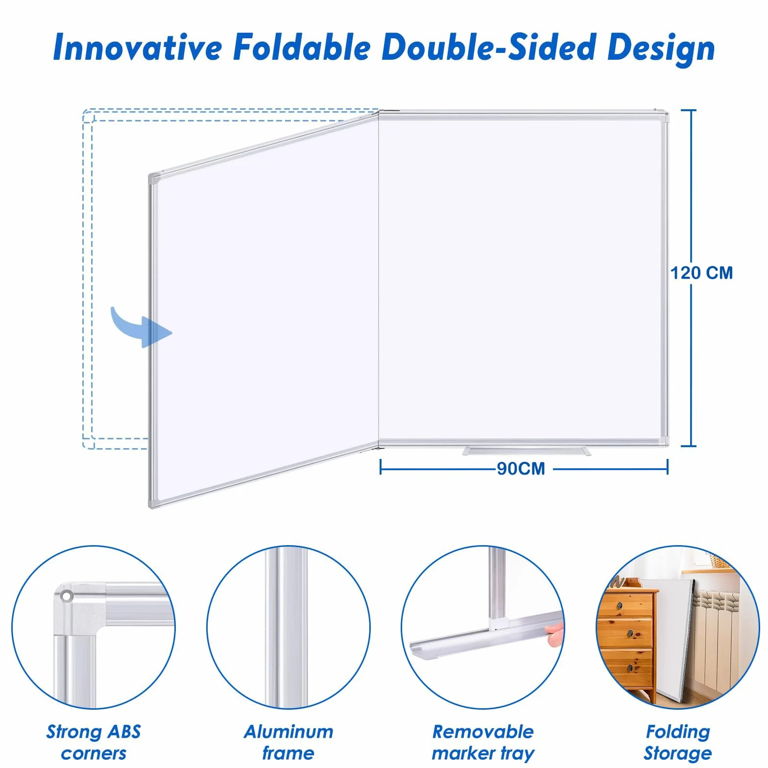 Maxtek Lavagna Magnetica da Parete 180 x 120 cm, Grande Lavagna Cancellabile, Cornice in Alluminio, Whiteboard con Porta-pennarelli, Bacheca con Accessori Facile da Montare per Ufficio, Scuola, Casa