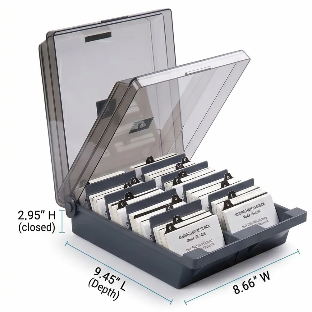 Organizzatore Porta Biglietti da Visita,Scatola Porta Biglietti da Visita con Coperchio Trasparente (1000 carte classificazione A-Z indice),Espositore Biglietti da Visita per Casa e Ufficio