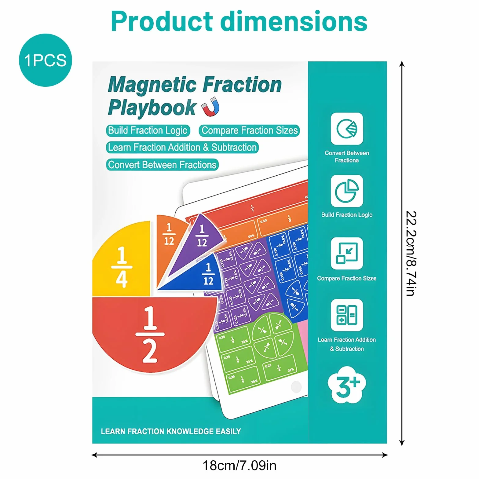 Libro delle Frazioni Magnetiche per Bambini - Gioco Educativo Magnetico per Scuola Primaria