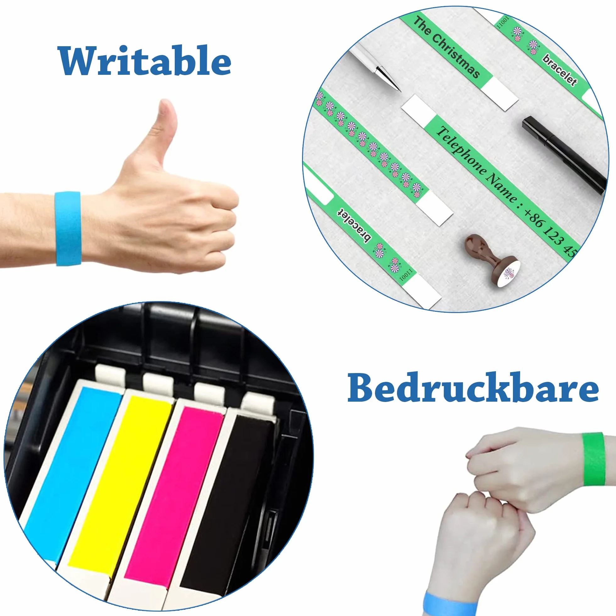180 Pezzi Braccialetti Identificativi Impermeabili per Eventi, Feste, Festival, Concorsi (18 Colori)