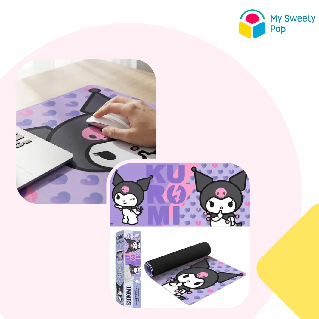 Tappetino per mouse XXL Hello Kitty e Kuromi 80 x 35 cm Antiscivolo Poliestere