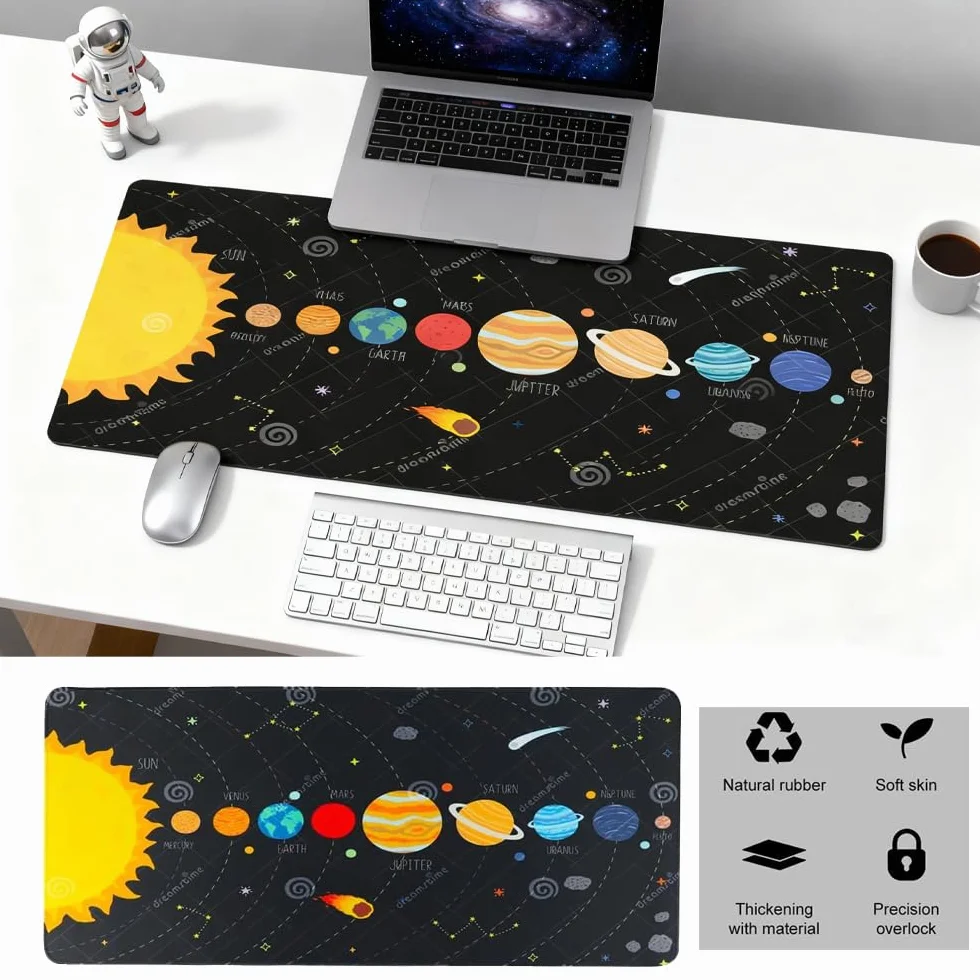 Tappetino Scrivania Sistema Solare 30 x 70 cm Gomma Lavabile per Bambini