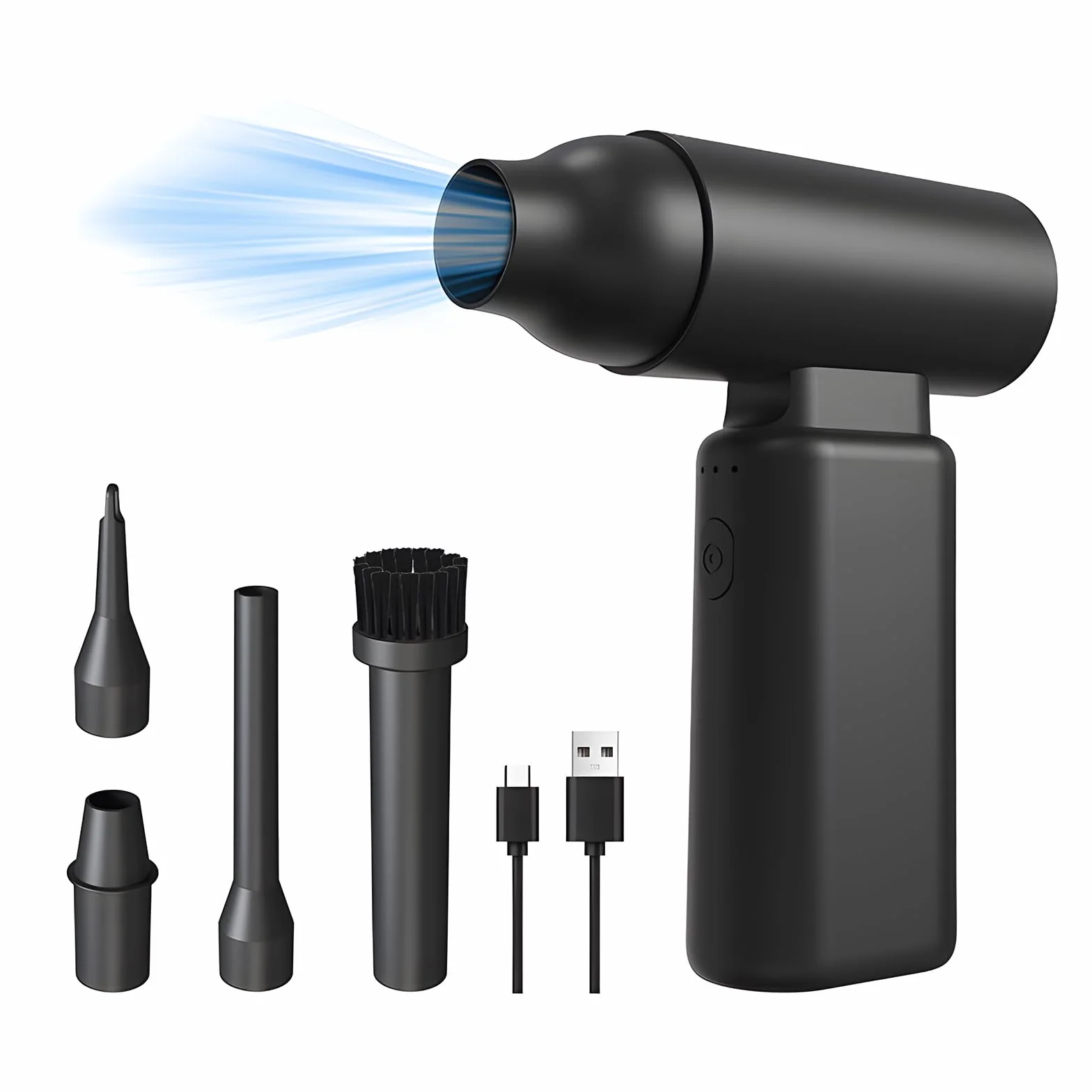 Air Duster,Aria Compressa Elettrica 2 in 1 Spolverino Elettrico Regolabile a 3 Marce 67000 Giri/min con Motore brushless Soffiatore a Batteria Ricaricabile con ago per Pulizia
