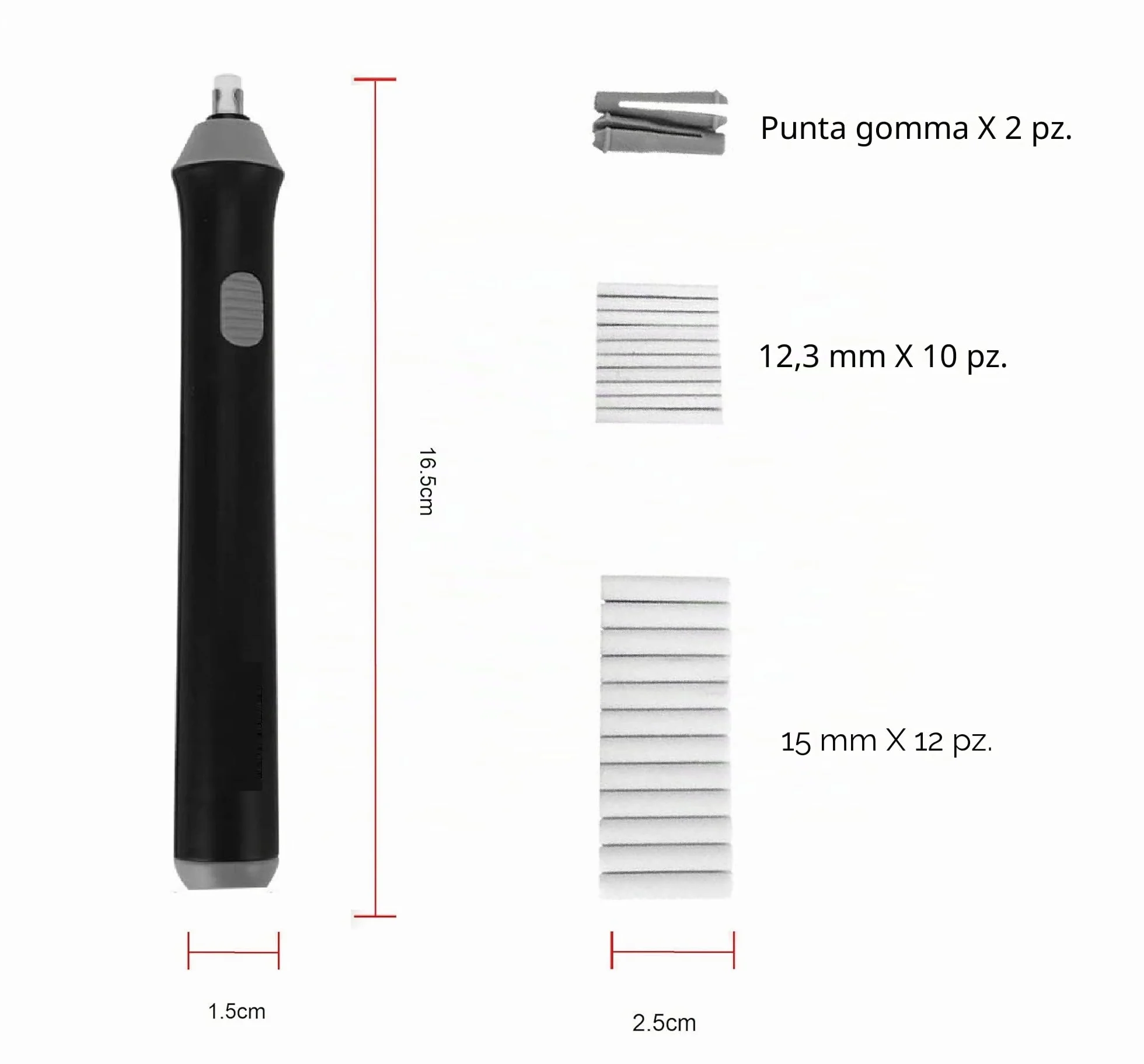 Artme Gomma per cancellare elettrica automatica 22 ricariche incluse 2,3 mm 5 mm Schizzi architetti ingegneri studenti