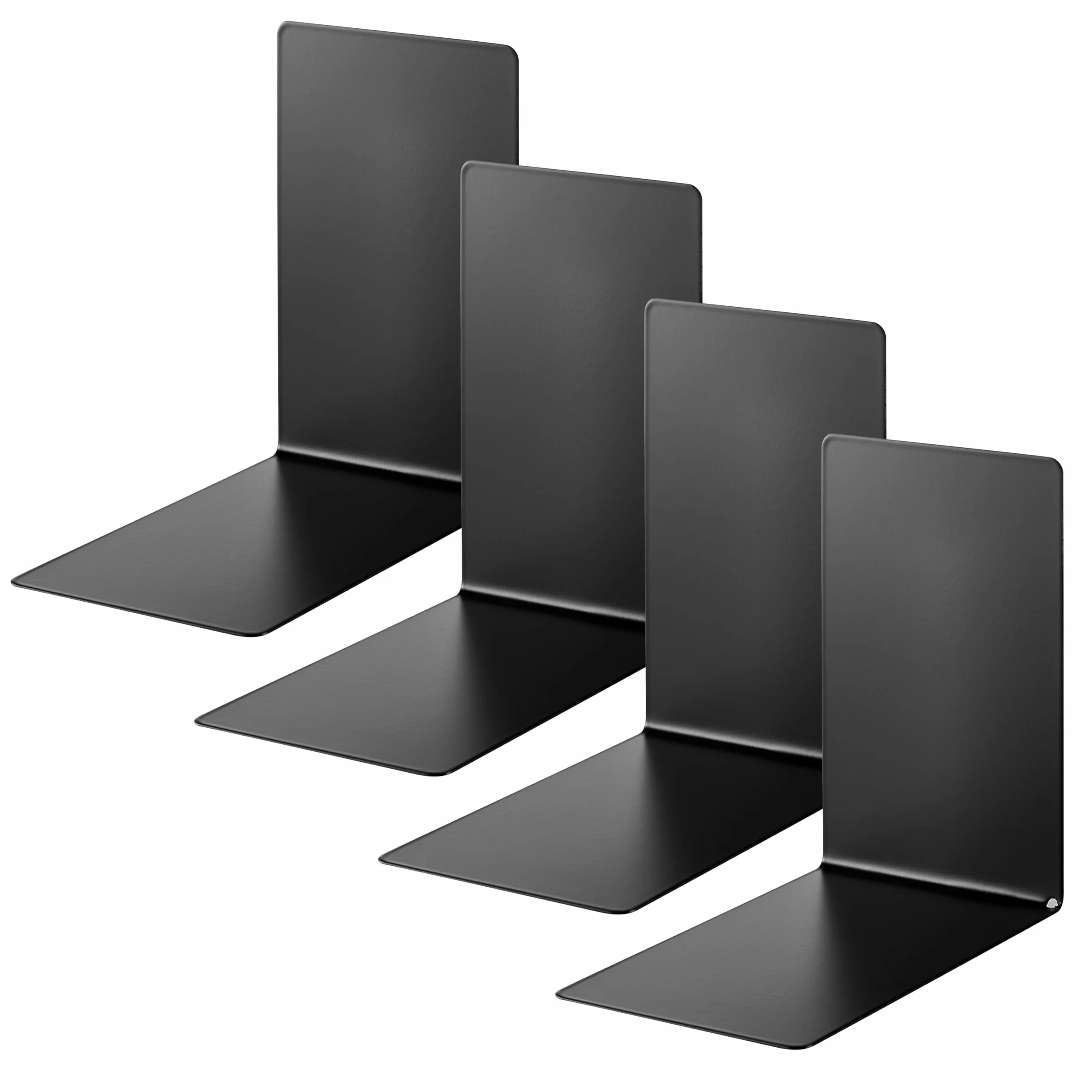 Alco Albert Fermalibri in Metallo 4 Pezzi Nero 14 x 14 x 8,5 Cm per Scuola Ufficio e Casa