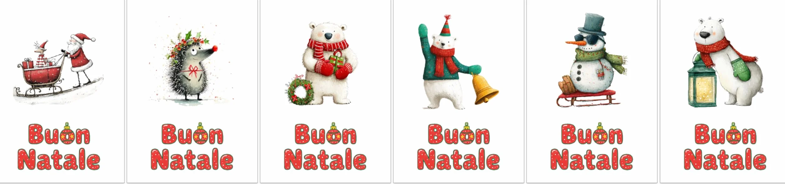 Biglietti natalizi italiani A6 con buste rosse – Set 30 pezzi