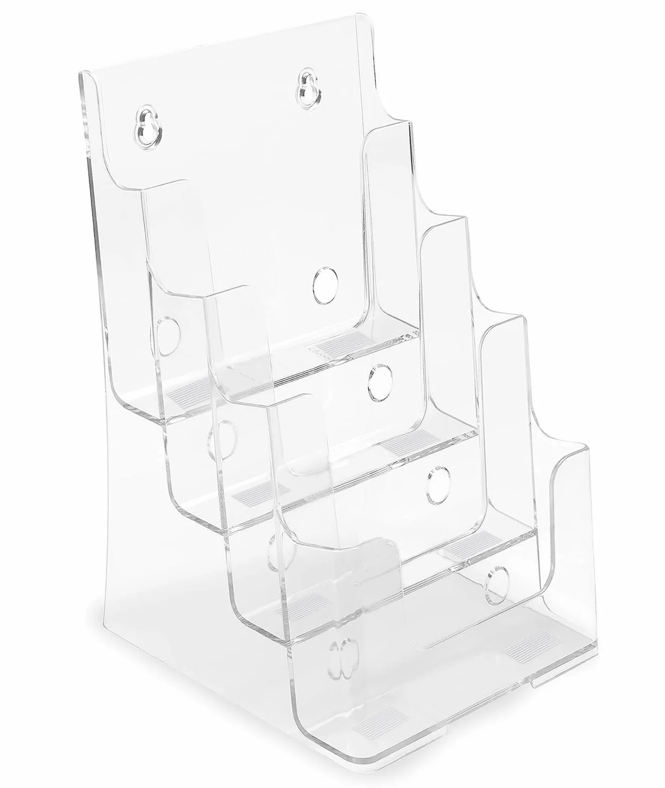 TUKA-i-AKUT 6pz Portabrochure 4 Livelli A5, Supporto per Depliant da Tavolo o da Parete, Portariviste Espositori per Volantini Menu Pubblicitari Cataloghi Brochure, Acrilico Trasparente, TKD8632