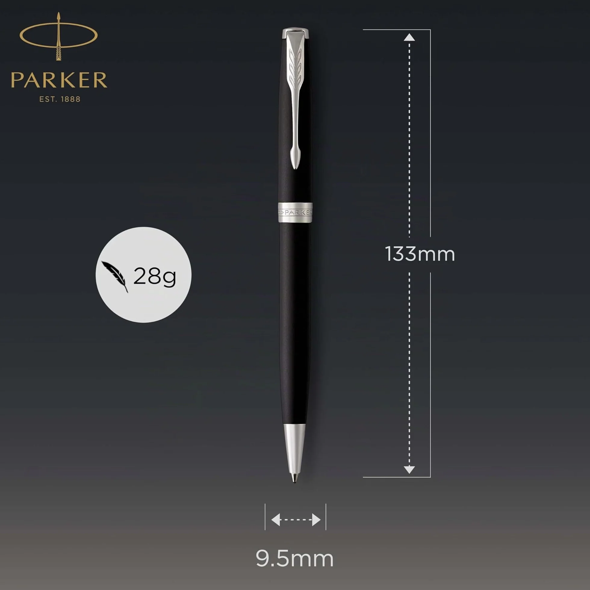 Parker Sonnet penna a sfera nero opaco finiture palladio pennino medio Confezione regalo