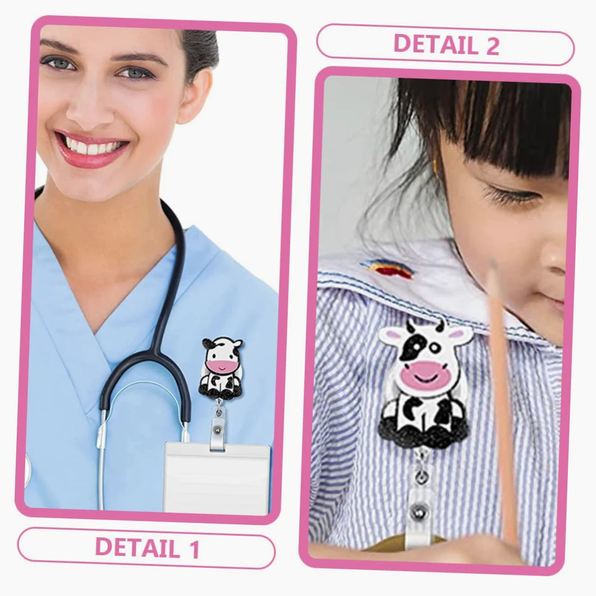 3 Set Di Porta Badge Pediatrici Con Porta Badge E Cordino Design Con Clip Posteriore Fissata Sicuro Per Cintura Facile Accesso 3 Pezzi*3