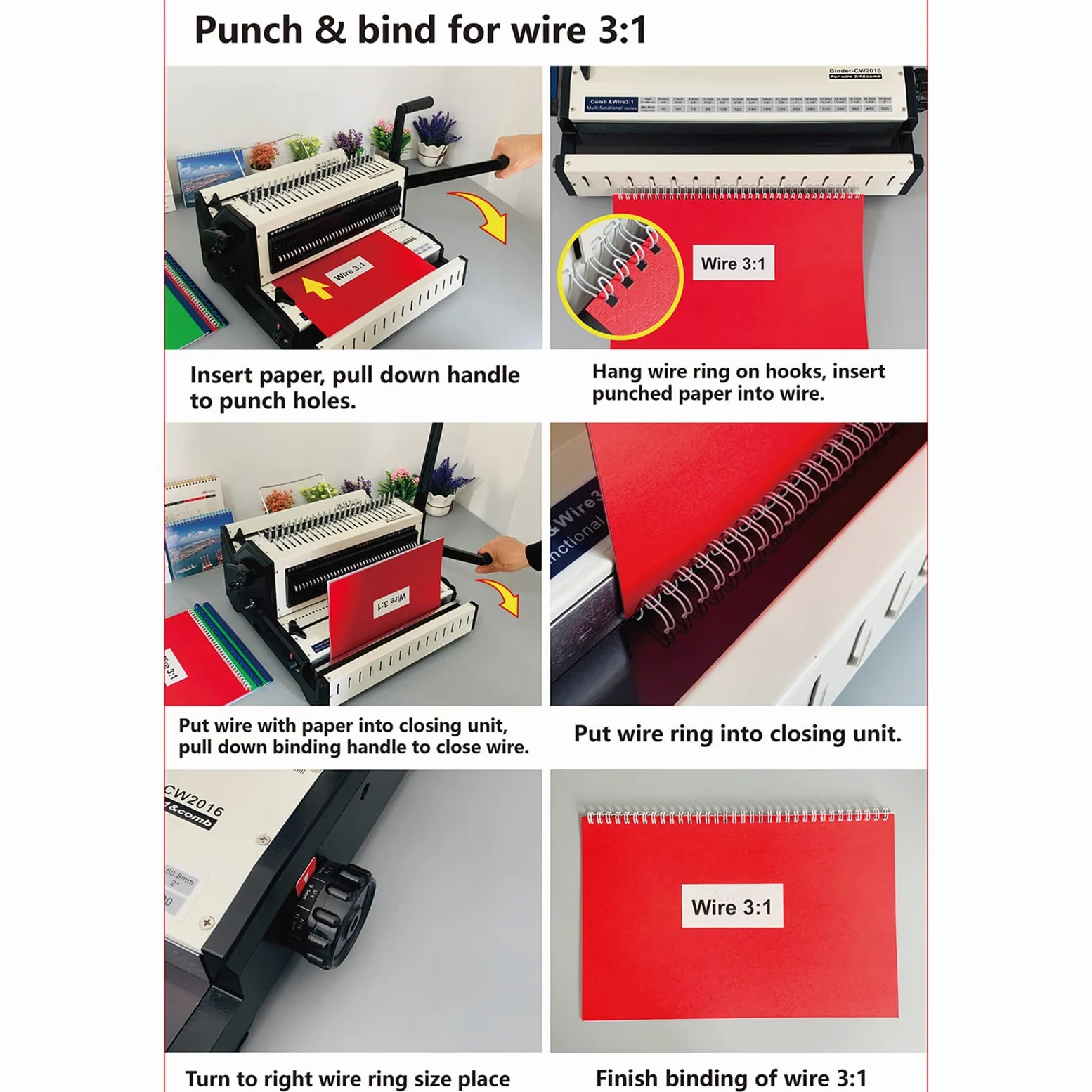 Accessori per Ufficio, rilegatrice Grembiule Multifunzionale e rilegatrice ad Anelli in Ferro Punzonatrice e rilegatrice a Clip 3 in 1 per Documenti da Ufficio