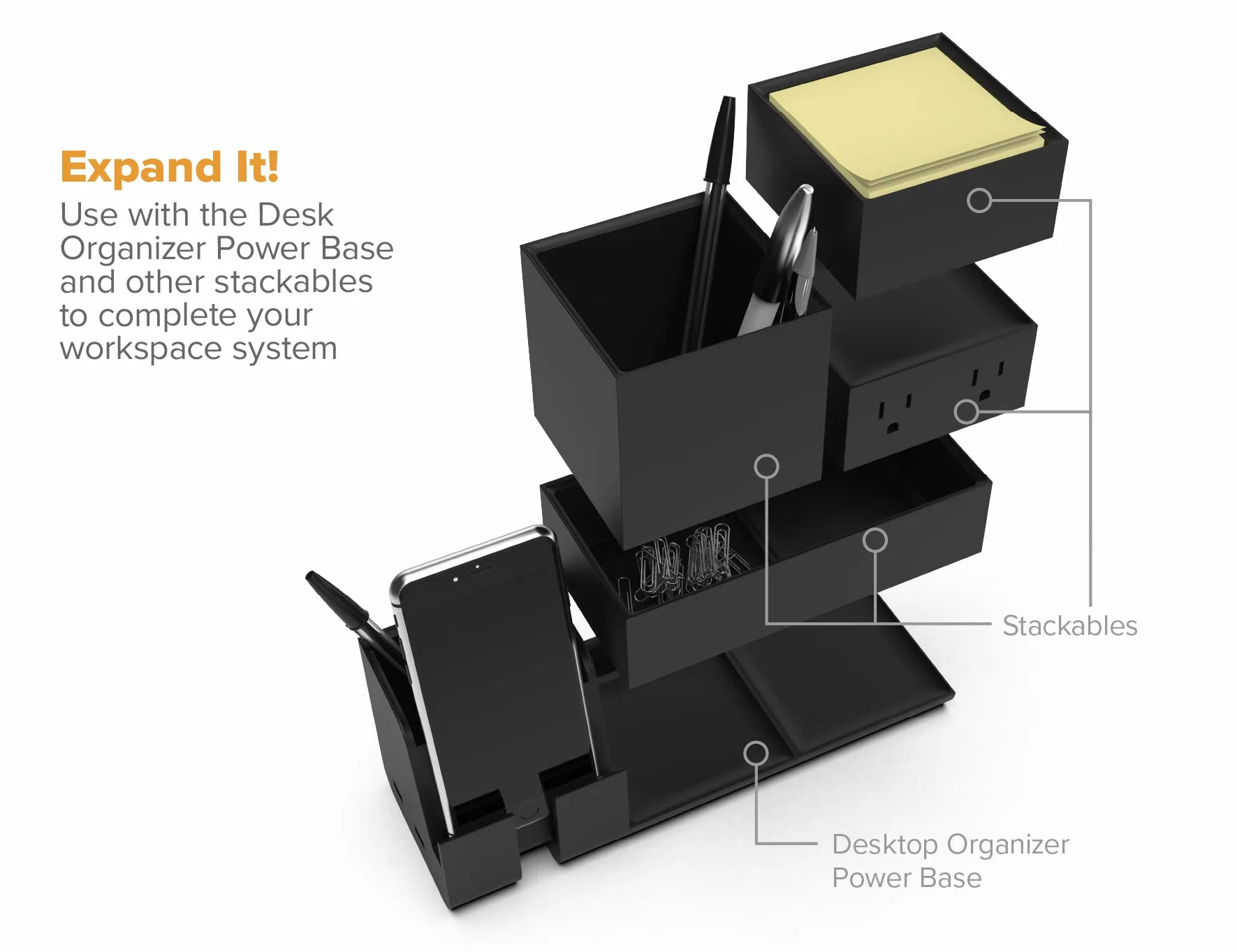 Bostitch Office Konnect Organizer da scrivania nero