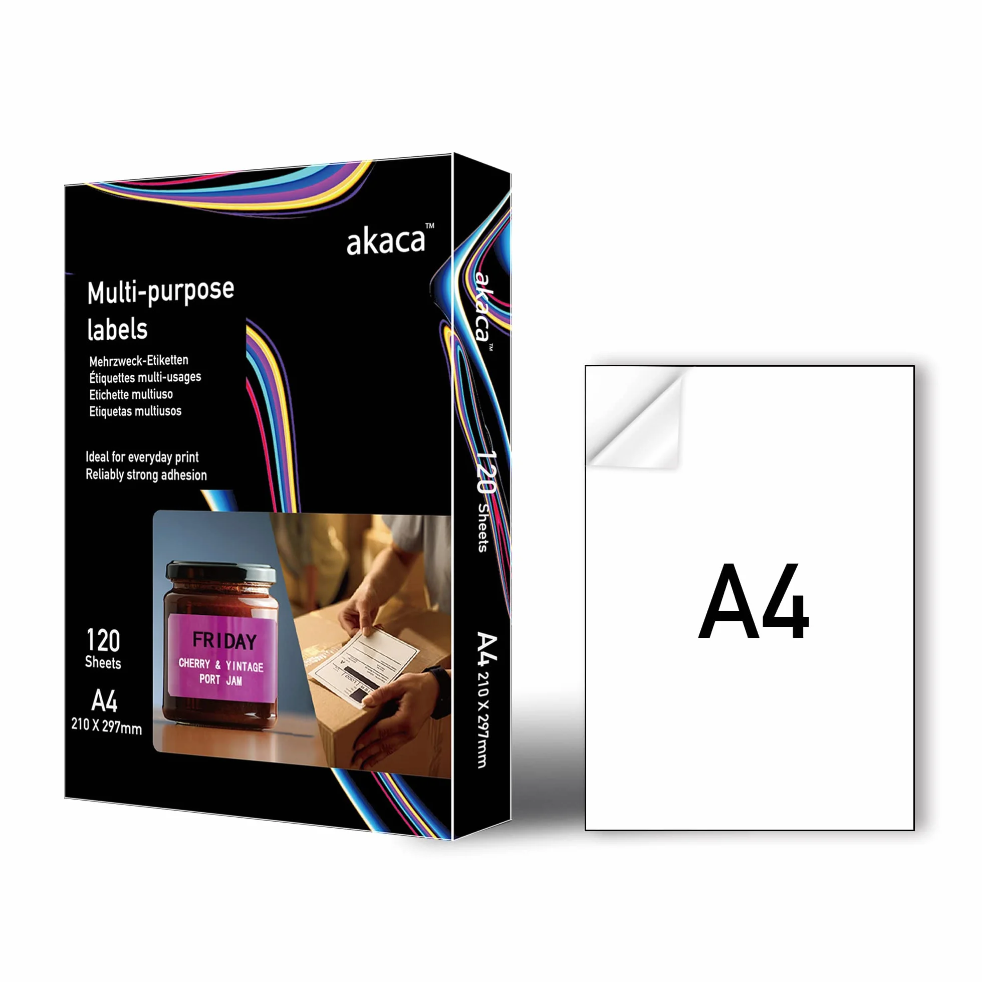 Akaca Carta Adesiva Opaco Stampabile A4 120 Fogli Etichette Autoadesive 210x297 mm