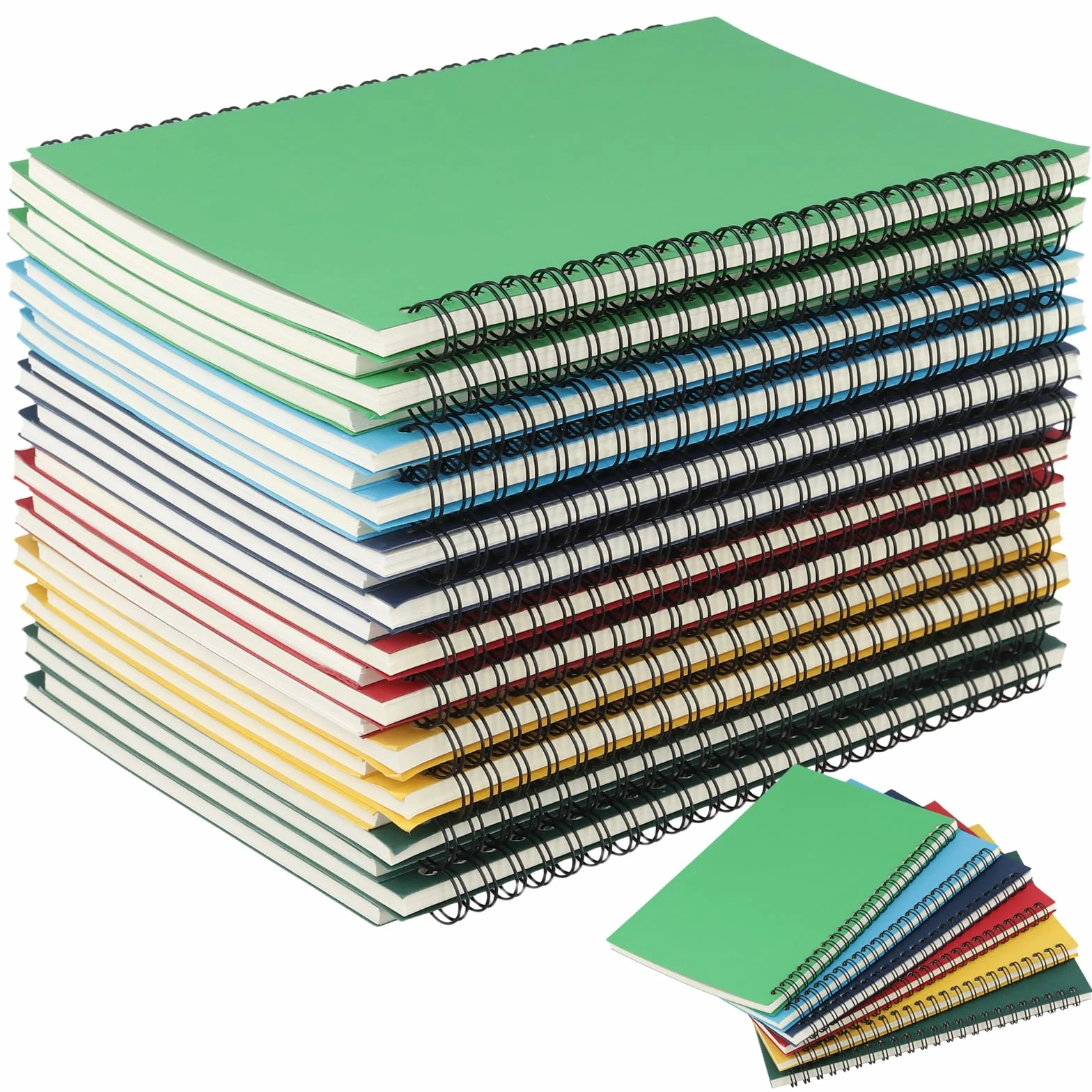 Confezione da 24 quaderni a spirale formato A5, 14 x 21,1 cm, a righe universitarie, con copertina in carta kraft, per lavoro, scrittura, 50 fogli, 100 pagine (6 colori)