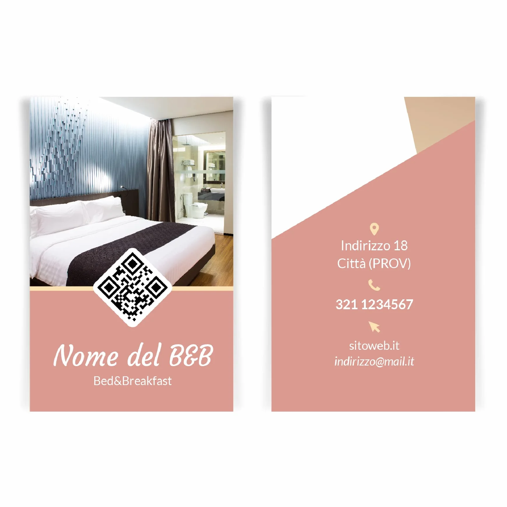 Biglietti da Visita personalizzabili Fronte Retro - Con codice QR - Maps - Personalizzabili Online - Bed & Breakfast - Hotel - Affittacamere (100)