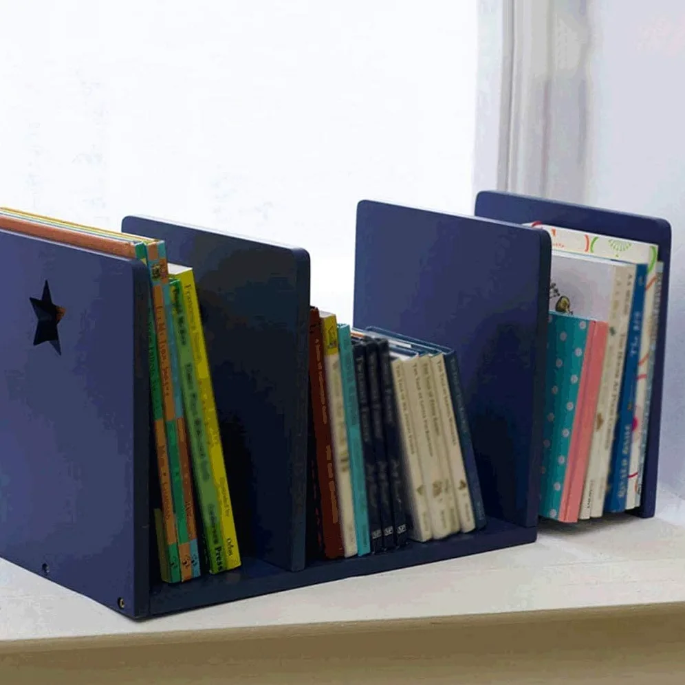 Reggi Libri, Fermalibri Scaffale Per Desktop Estensibile Per Riviste In Legno Creativo Per Scaffali Per Libri Da Ufficio Per La Casa Ufficio Casa Scrivania(B-BLUE)