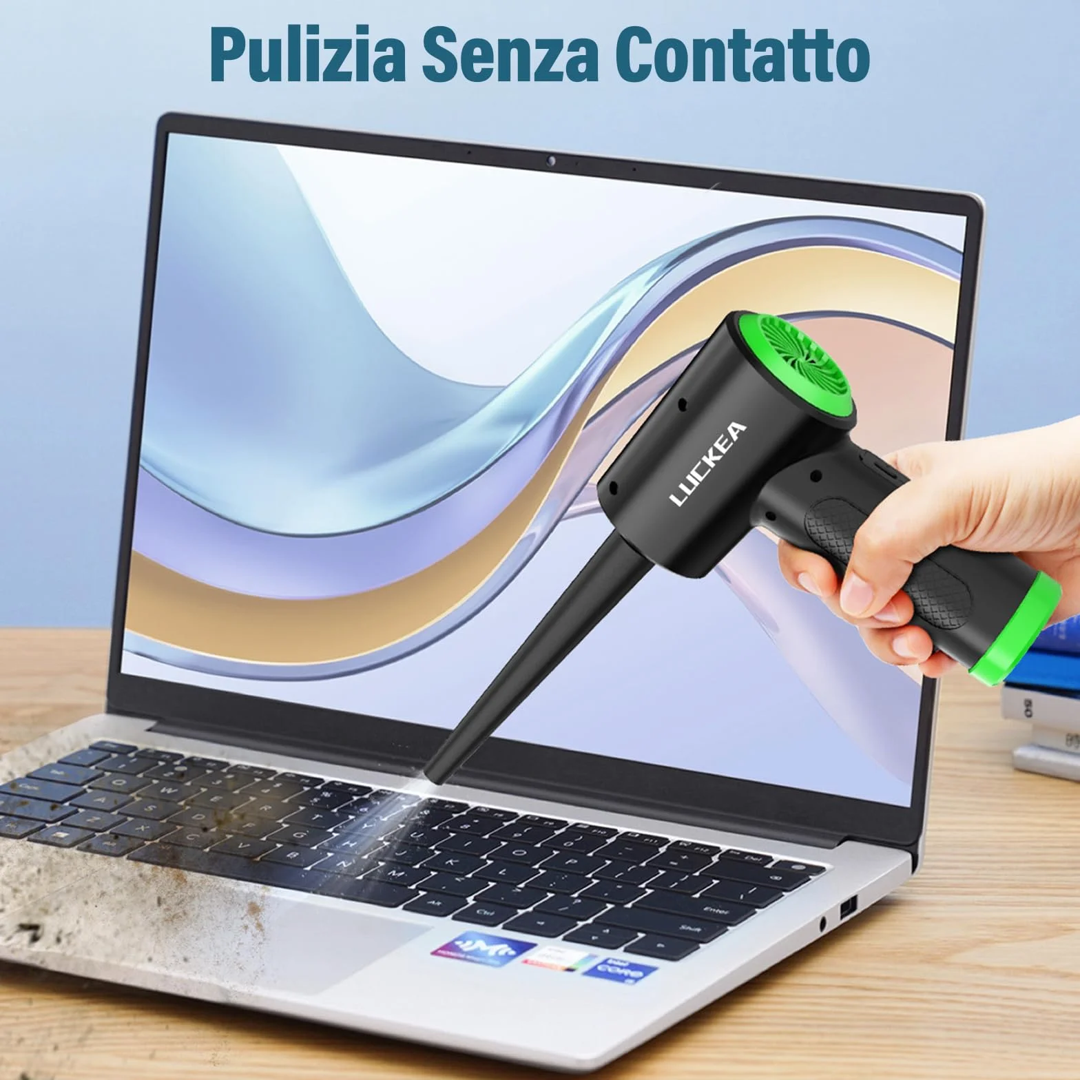 Soffiatore PC Aria Compressa Pulizia PC - Air Duster Depolveratore Elettrico per PC, 6000 mAh Batteria Soffiatore Aria Compressa per Tastiera, Elettronica, Bomba Aria Secca Pulizia PC