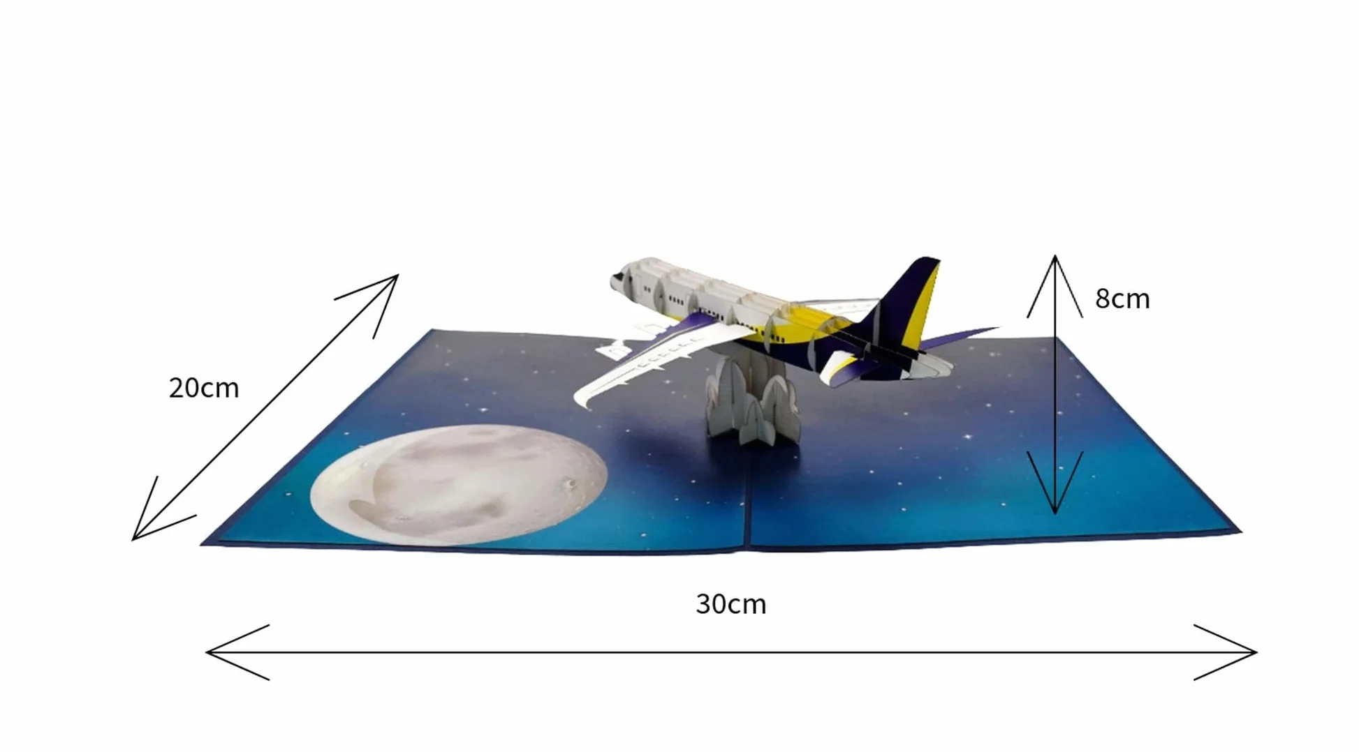 Biglietto pop-up 3D aereo pieghevole fatto a mano per piloti appassionati viaggiatori