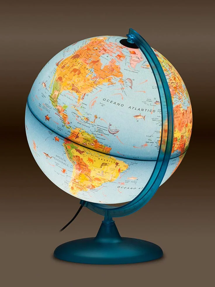 Tecnodidattica Safari 25 Mappamondo illustrato con animali, diametro 25 cm, italiano