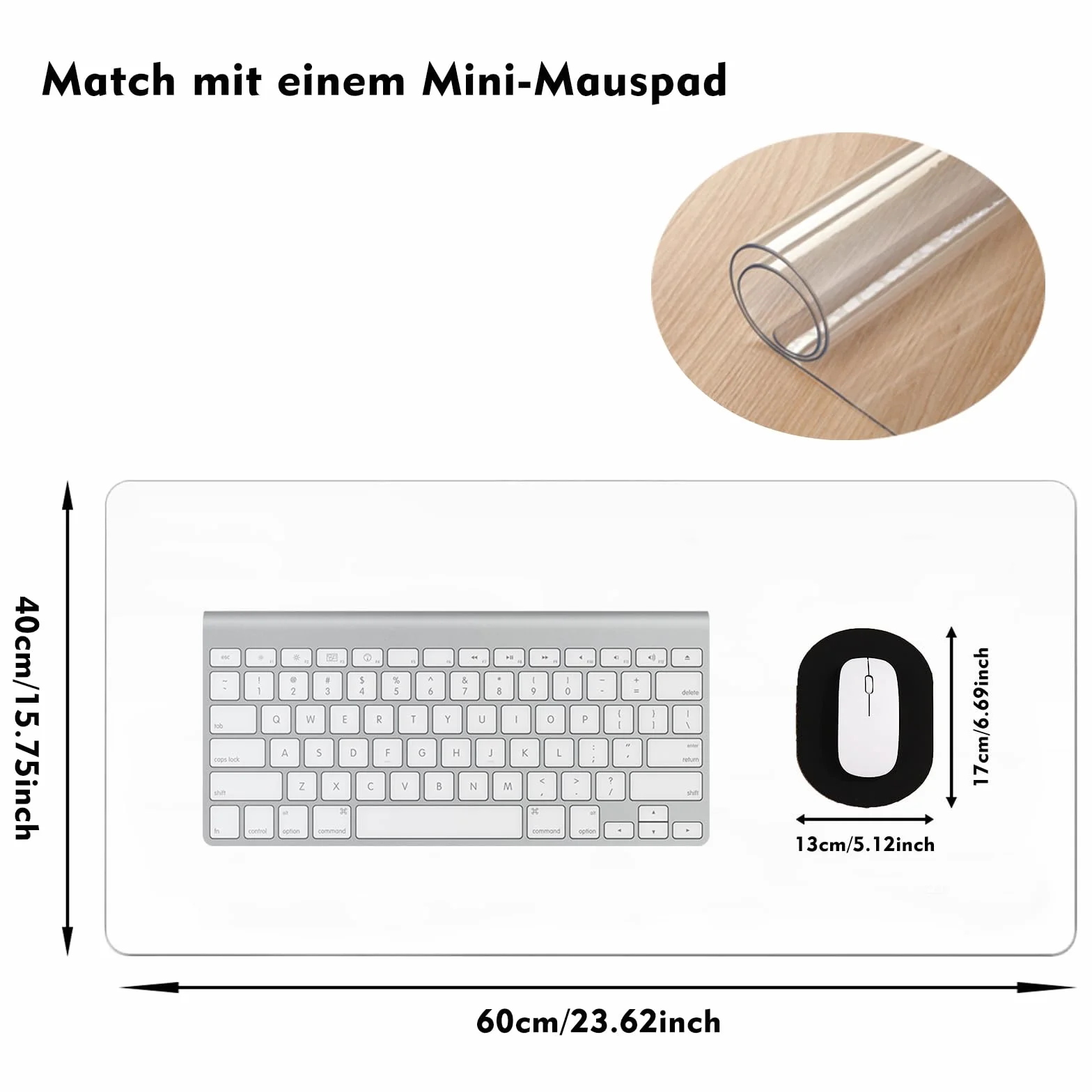 Sottomano da scrivania trasparente 60x40 cm PVC antiscivolo impermeabile