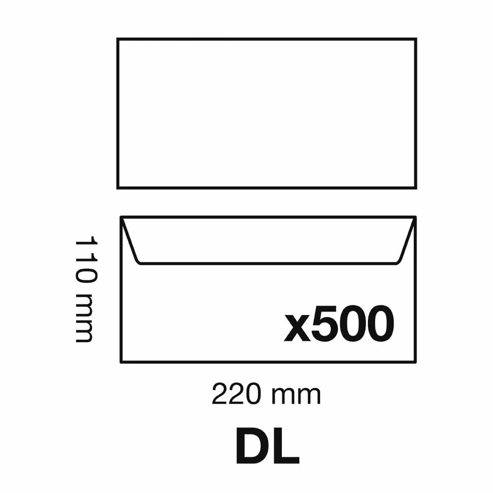 Calligrapher 692C - Conf. 500 buste DL 110x220 mm bianco 80g/m² bianche