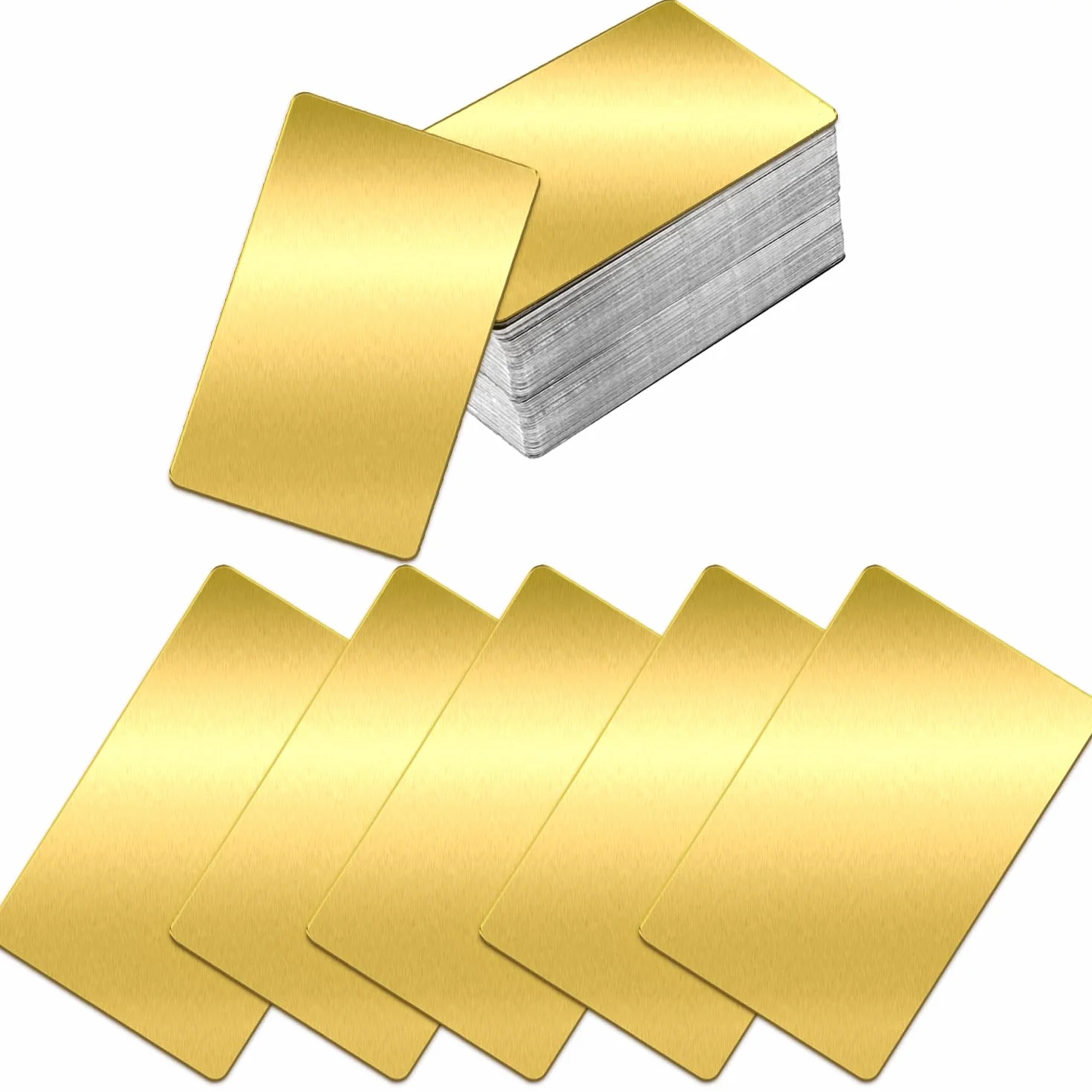 Biglietti da Visita in Metallo Vuoti 100 Pezzi 0,2 mm Alluminio Incisione Laser Dorata 8,6 x 5,4 cm