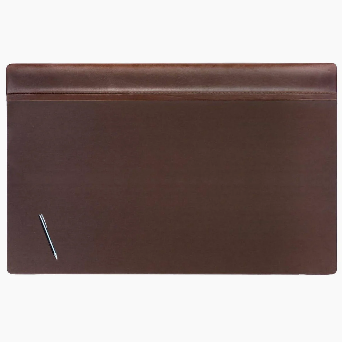 DACASSO Sottomano da scrivania in pelle con guida superiore, lussuoso sottomano in pelle per scrivere, protezione per superficie da scrivania, colore marrone cioccolato, 96,5 x 61 cm