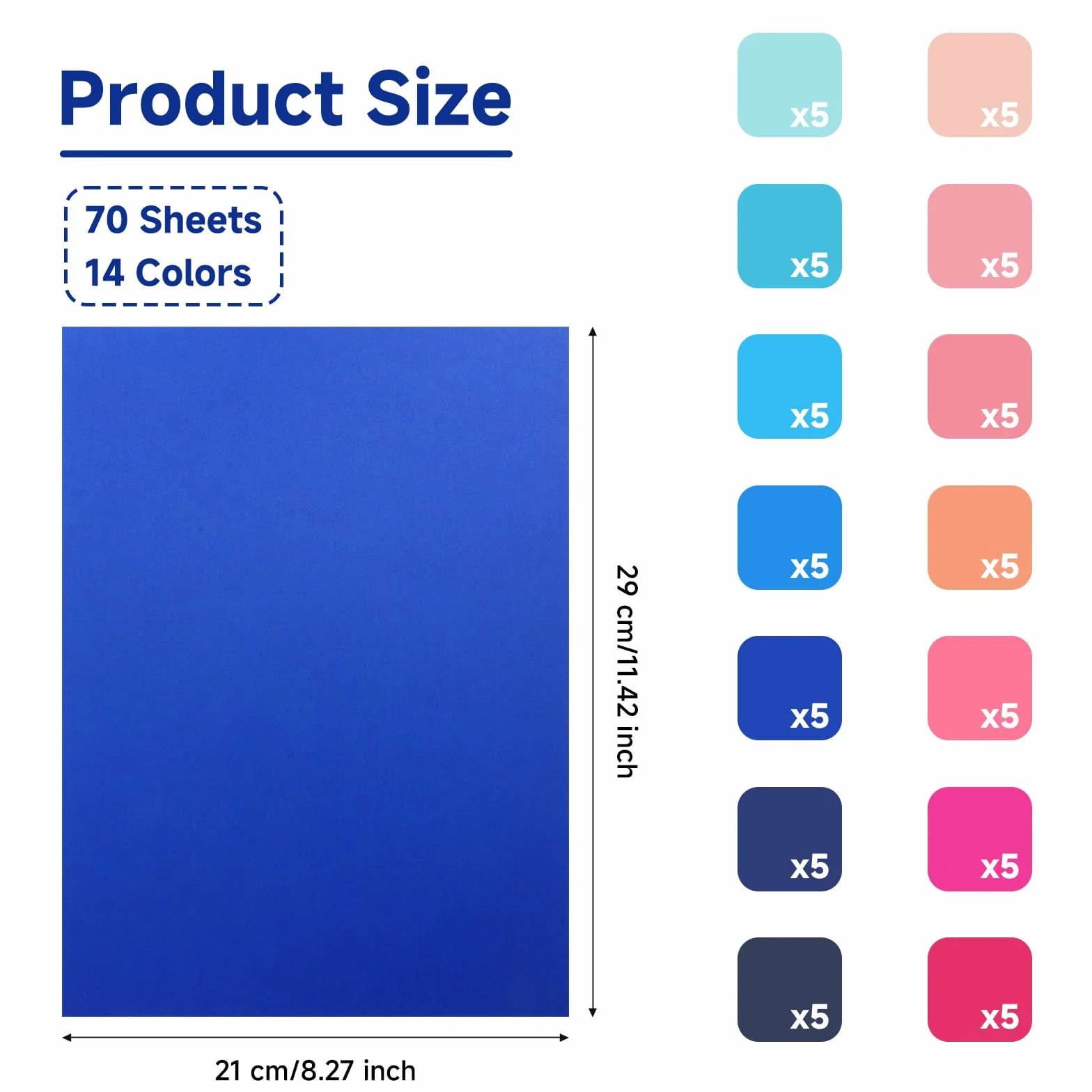 Cartoncino Colorato A4 14 tonalità Rosa Blu - Carta per Scrapbooking doppia faccia