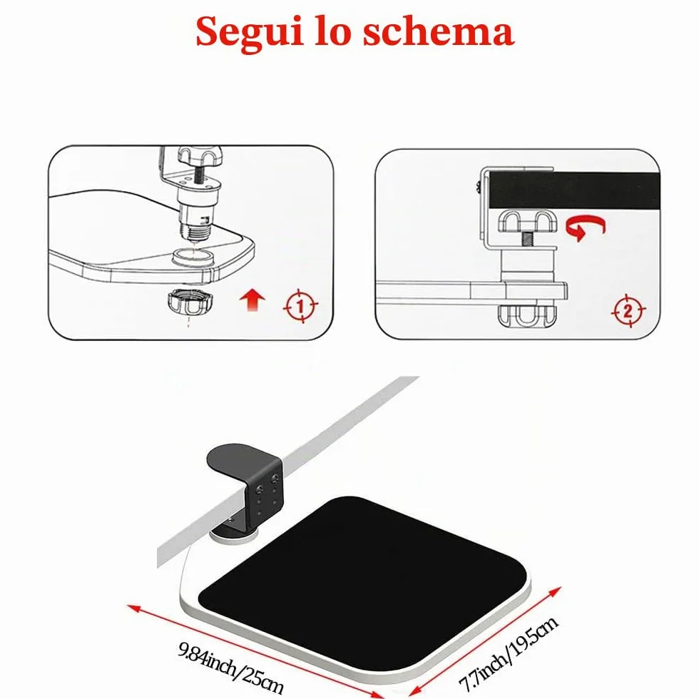 Vassoio Per Mouse Morsetto Sotto La Scrivania, Piattaforma Del Mouse Con Morsetto Estraibile Ergonomico Vassoio Per Mouse Estendibile Estraibile