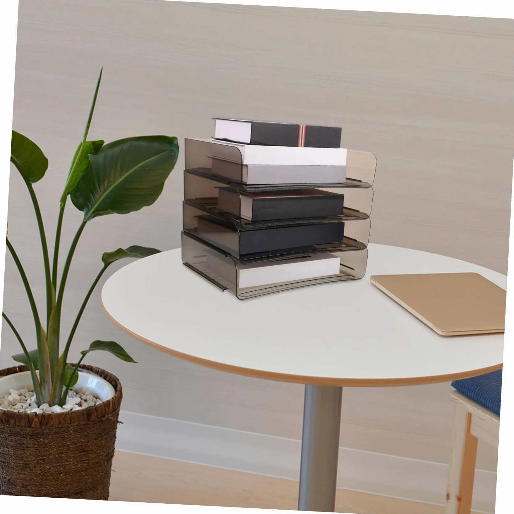 Organizzatore di File da Scrivania A4 Acrilico Marrone | Decorazioni Scuola, Multi Layer Stackable Design per Studio Environments e Office, Desk File Organizer