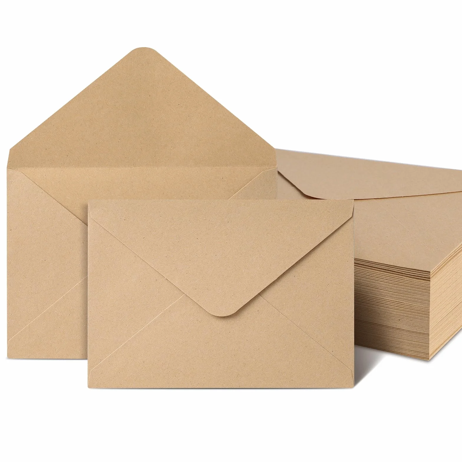 Buste in Carta Kraft 50 Pezzi 120 g/m² 12.5x17.5 cm Marrone Vintage con Lembo a Punta