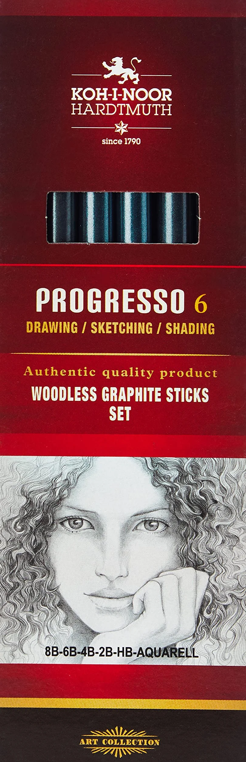 Koh-I-Noor 8915 Progresso Matite in grafite senza legno 6 pezzi
