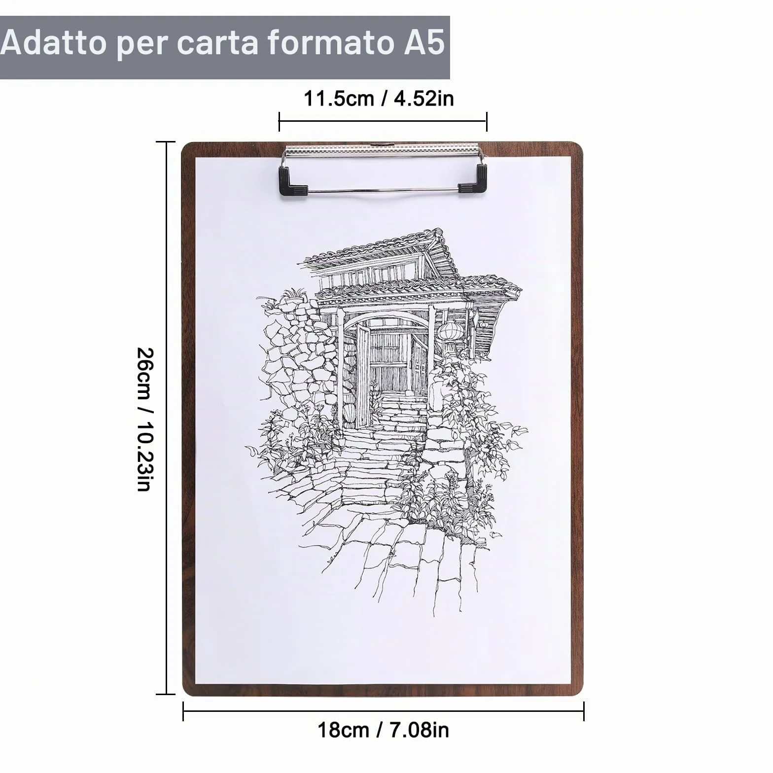 12 Pezzi Portablocco di Legno A5, Portablocchi con Clip in Metallo | Legno Portablocco, Tavolette per Appunti con Clip, Portablocco con Ferma-documenti, per Ufficio Scuola Casa