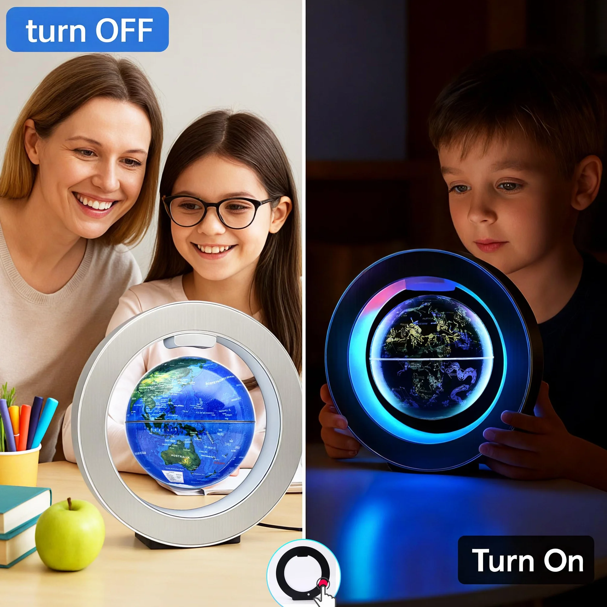 Globo Fluttuante a Levitazione Magnetica 4" con Costellazioni LED, Rotante per Bambini, Decorazione da Scrivania e Idea Regalo Unica per Uomini o Gadget Tech di Compleanno per Ragazzi Adolescenti