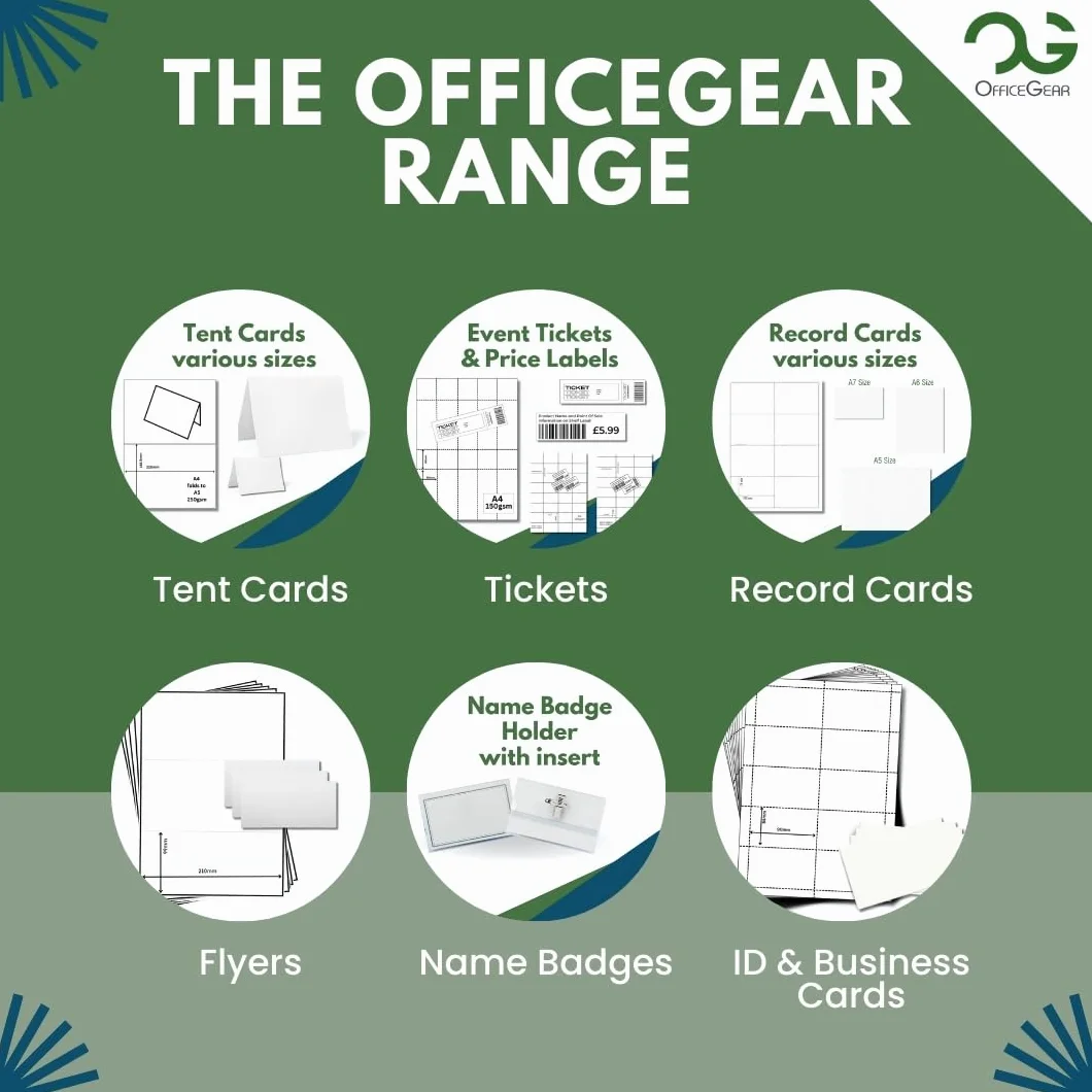 OfficeGear Biglietti per eventi 10-in-1 50 fogli 500 sztuk 148,5x42mm A4 150gsm Microforata