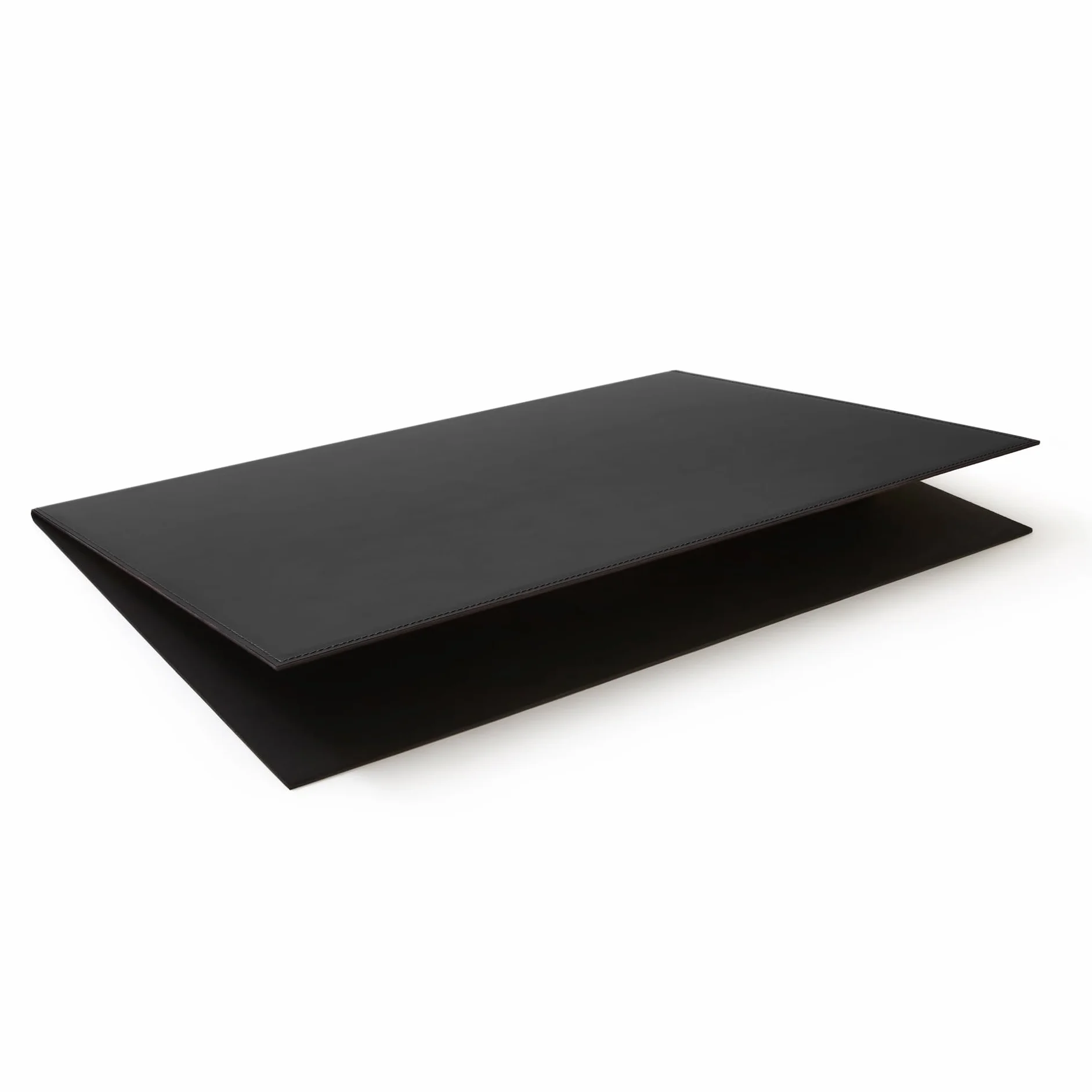 Eglooh - Gemini - Sottomano Scrivania Apribile in Cuoio Nero cm 50x35 - Sottomano Pieghevole con Struttura in Alluminio e Raffinate Cuciture Artigianali - Made in Italy