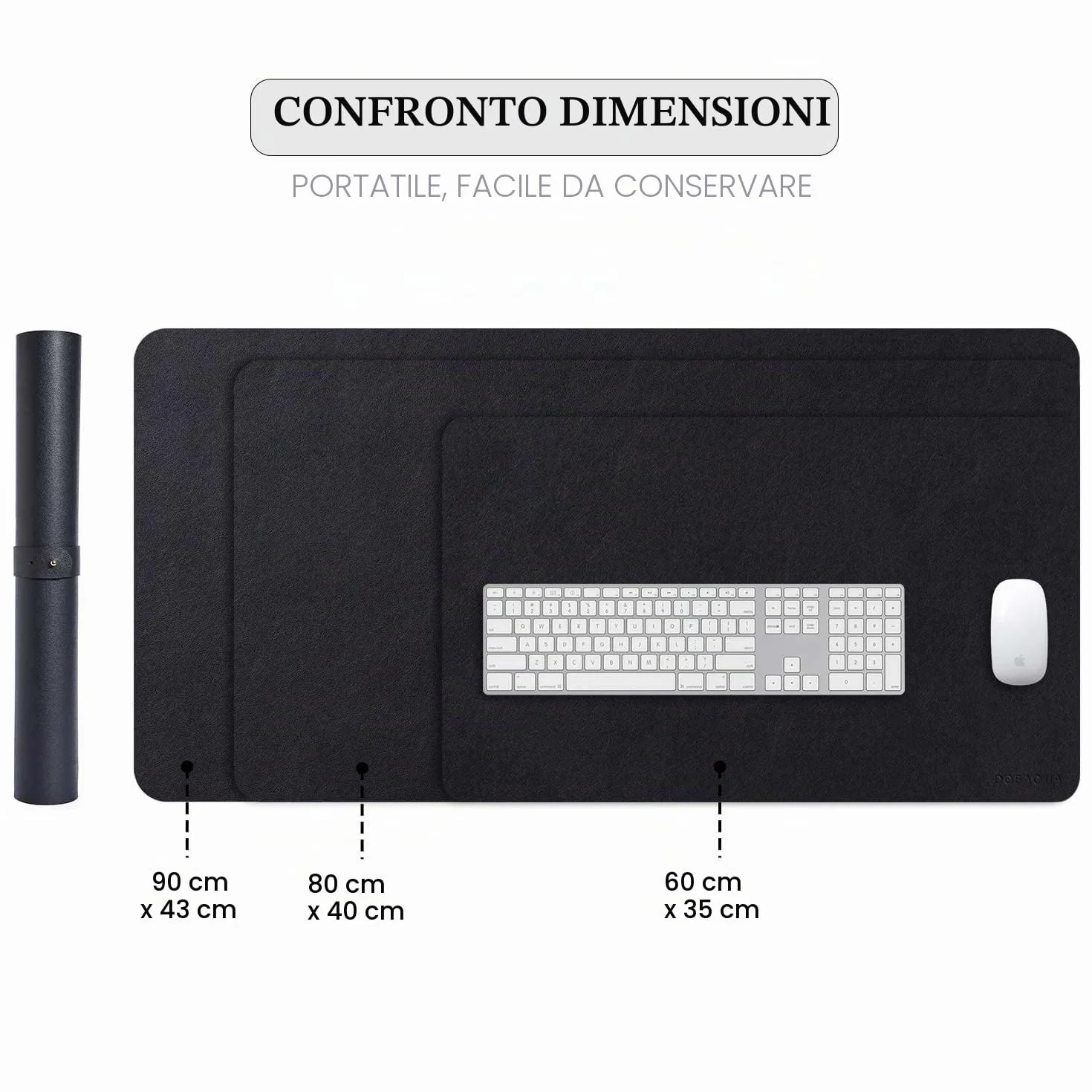 Sottomano da Ufficio Tappetino da Tavolo Pelle PU Impermeabile Antiscivolo 90 x 43 cm