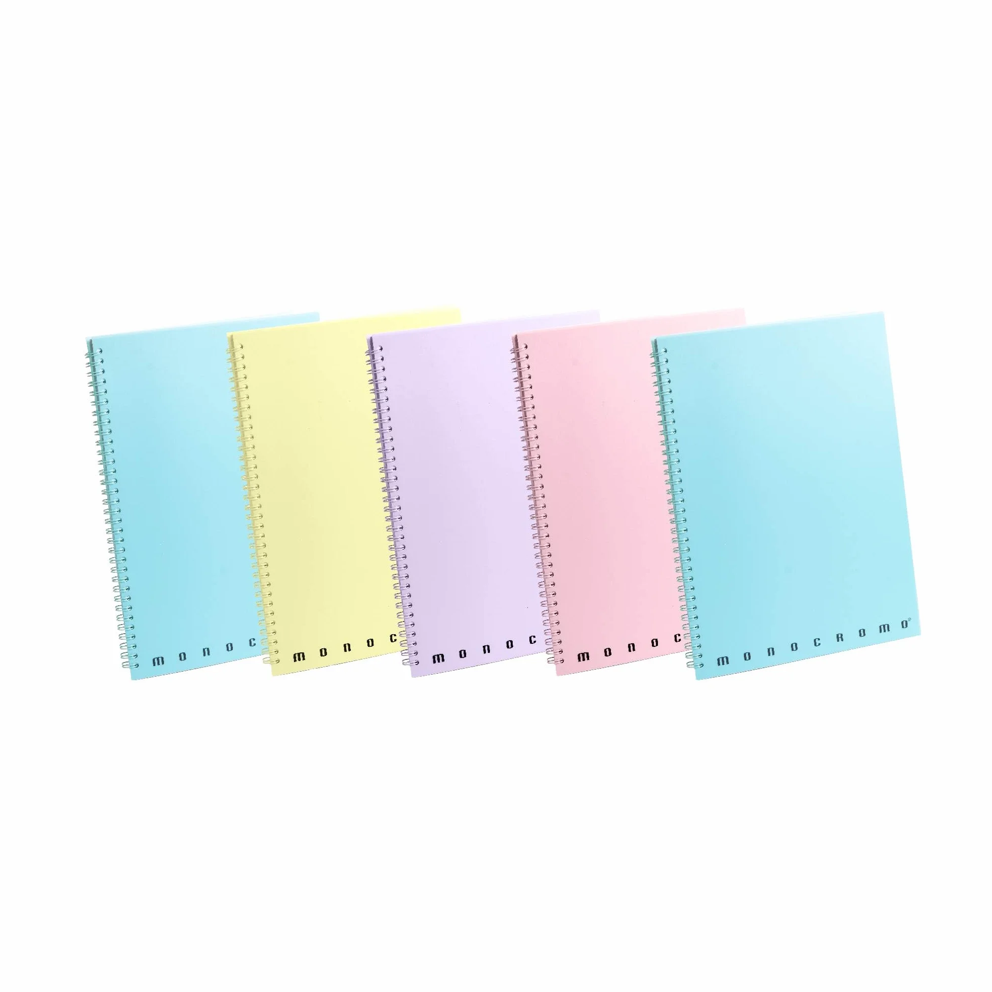 Pigna,Confezione 5 Quaderni Maxi A4 Spirale MONOCROMO Pastel,22x29,7 cm,4 Fori e Microperforazioni, 140 pagine, Carta 80 g/m², Copertina PPL,interno 5M,quadretto 5mm