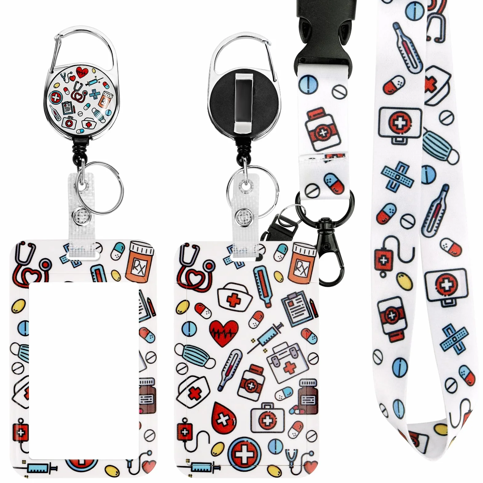 Porta badge identificativo con cordino staccabile per collo (Infermiera)