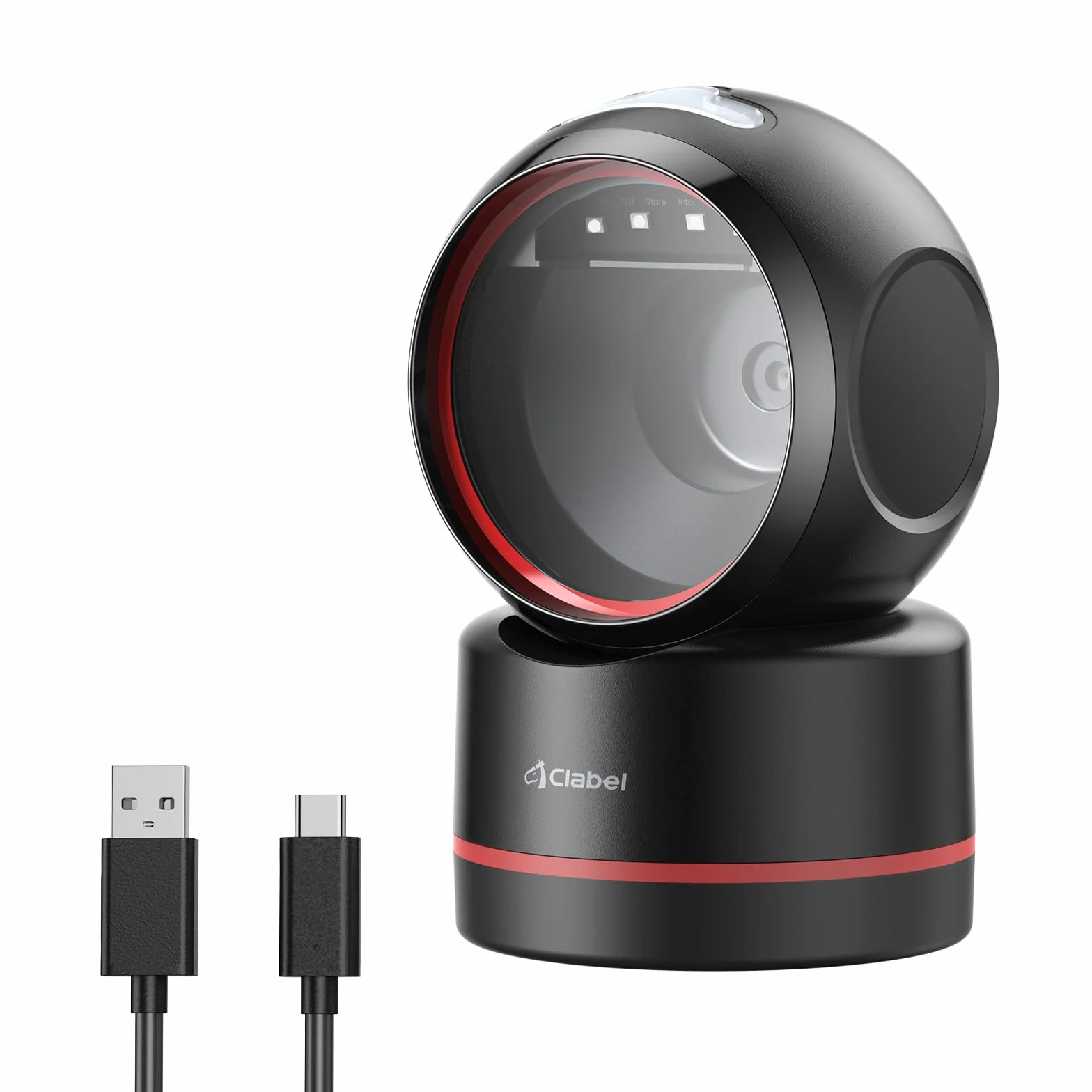 CLABEL T27H Scanner Codici a Barre Desktop Omnidirezionale: Lettore 1D 2D QR da Banco a Mani Libere, USB Cablato, Angolo Regolabile e Rilevamento Automatico per POS Negozio Pagamento Mobile