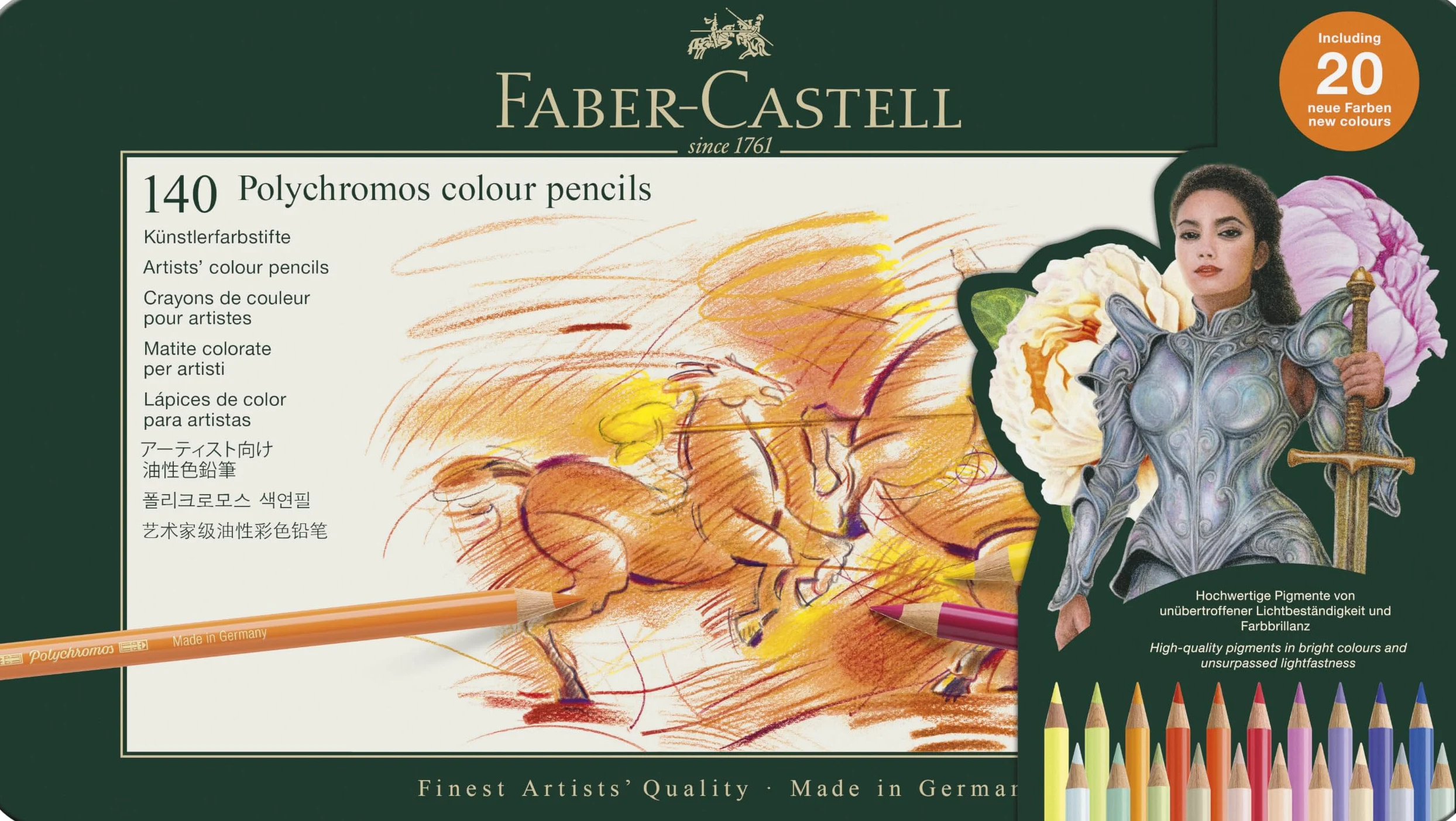 Faber-Castell Art & Graphic Polychromos - Matite colorate in latta da 140 matite colorate, per arte, artigianato, disegno, schizzi, casa, scuola, università, colorare