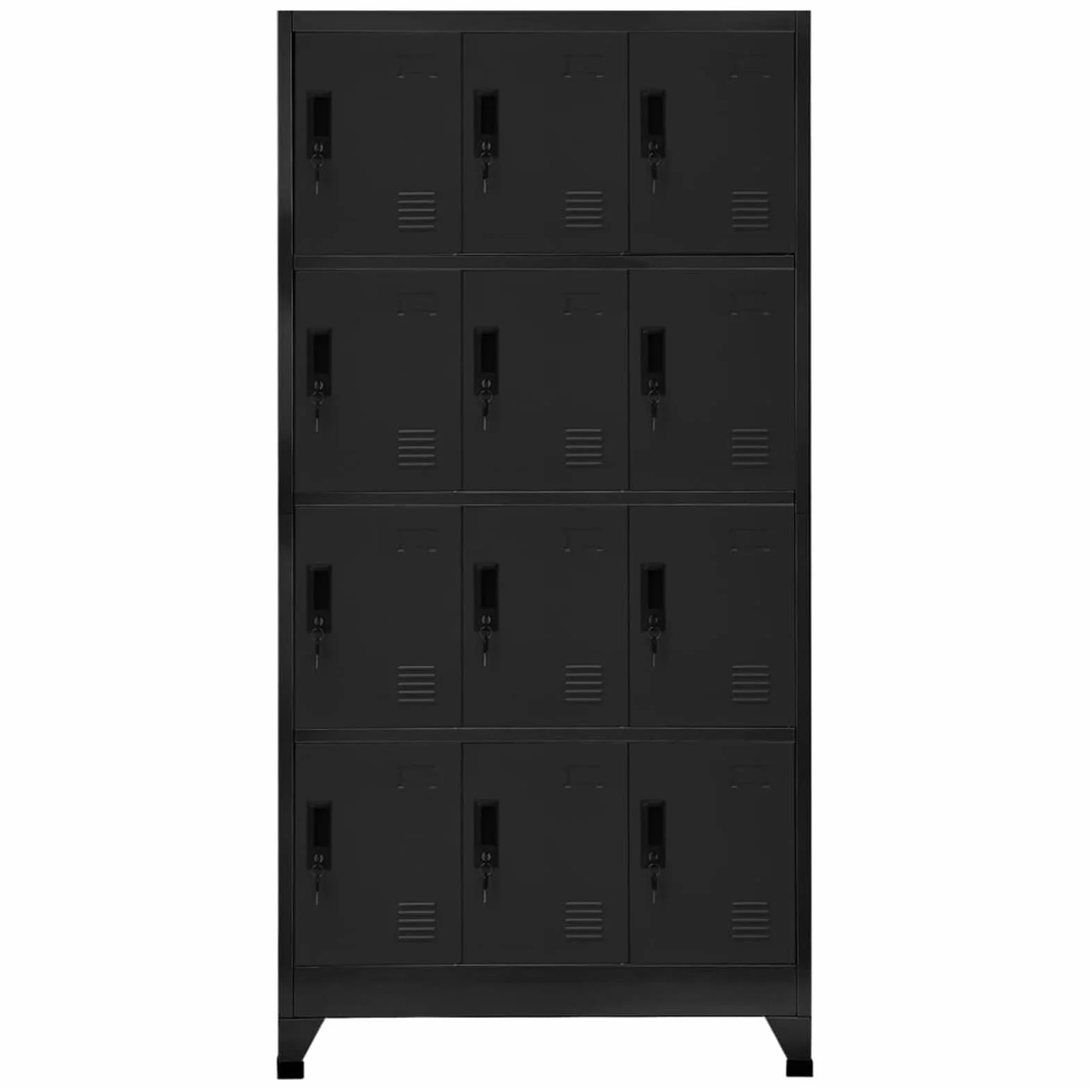 Tidyard Armadio,Armadietto,Schedario,per Uffficio,Spogliatoio,con 12 Scomparti,in Acciaio,Nero,90x45x180 cm,Armadio Armadietto Spogliatoio Sporco Pulito,Armadietto Metallo,Armadio in Metallo Acciaio