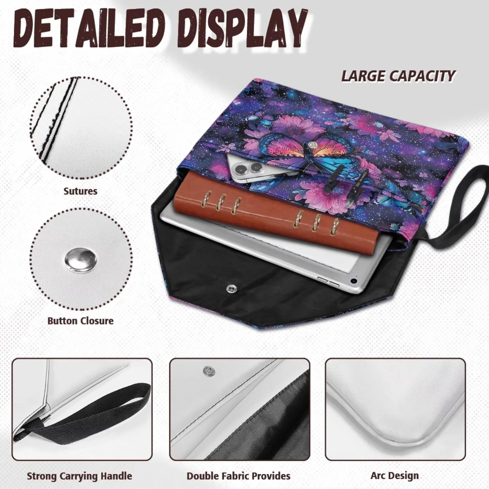 Custodia per libri stellata con farfalla viola 30 x 24 cm copertura protettiva