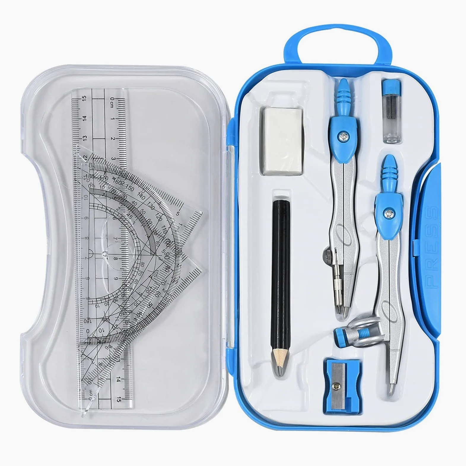 Compasso Kit Geometria Matematica - 10 Pezzi for Set Studente bussole Geometrico Set di Alta precisione Professionale Metal School Compass Set Set Compassi Tracciare (Color : Color Blue)