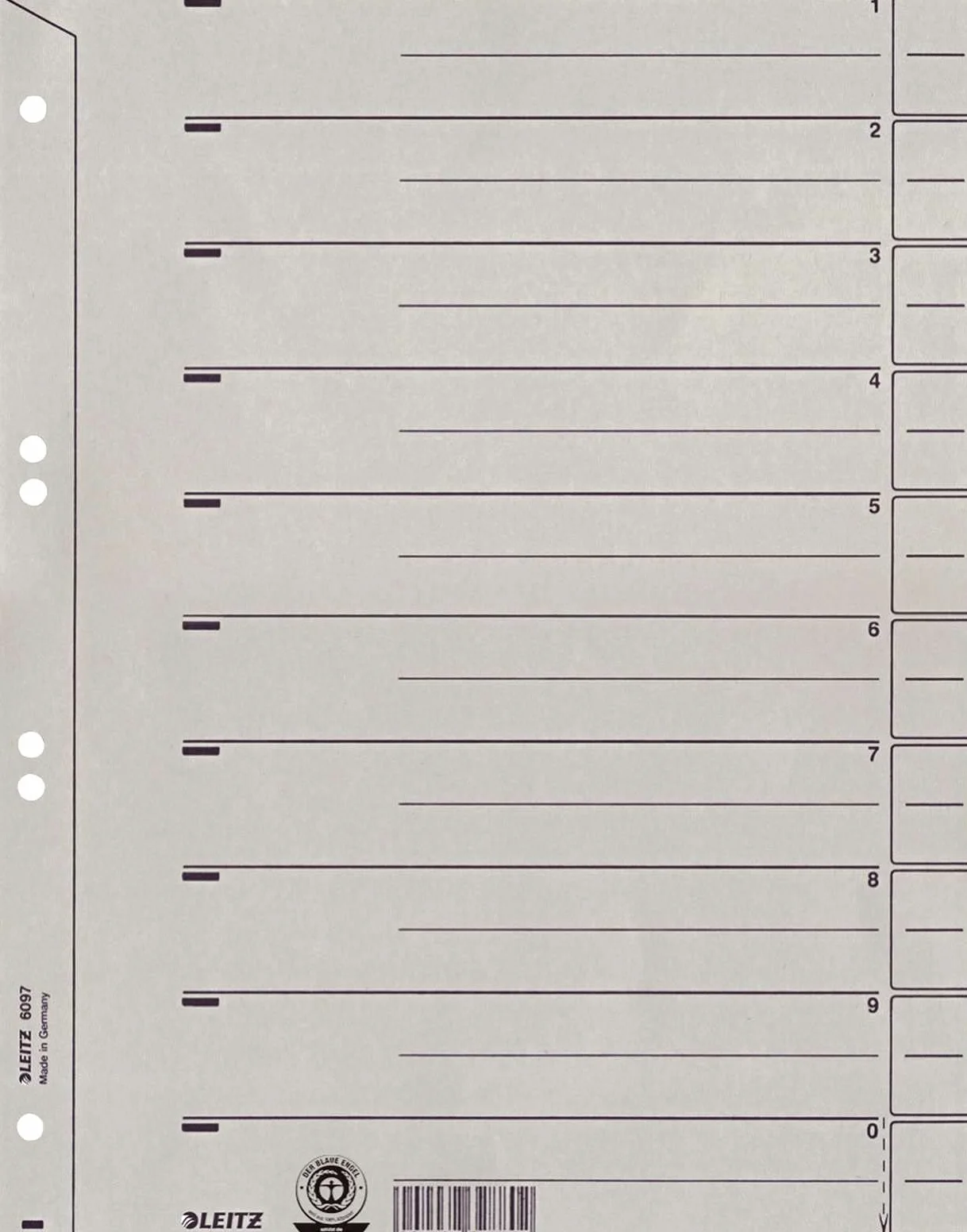 Leitz 6097-00-85 - Divisori a colori, divisori universali, formato A4, colore: Grigio