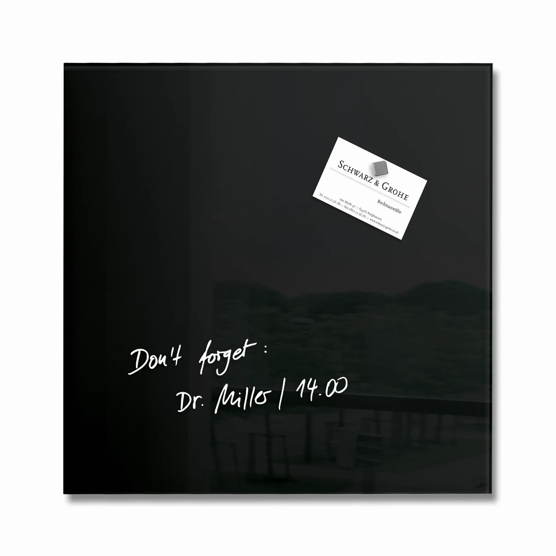 SIGEL Lavagna magnetica in vetro Artverum 30 x 30 cm | GL157, superficie lucida, vetro di sicurezza, facile da montare, 1 magnete al neodimio incluso, nero