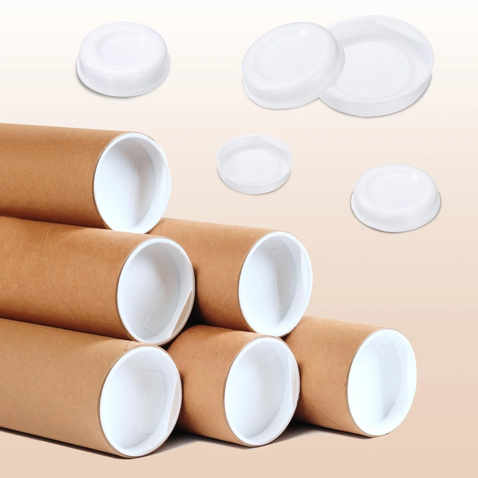 QUARKZMAN 50pz Tappi per Estremità Tubi di Trasporto 2,4" ID Tappi Estremità Tubi Cartone Rotondi Tappi Protettivi Plastica per Poster Tubi Trasporto e Conservazione Documenti e Arte