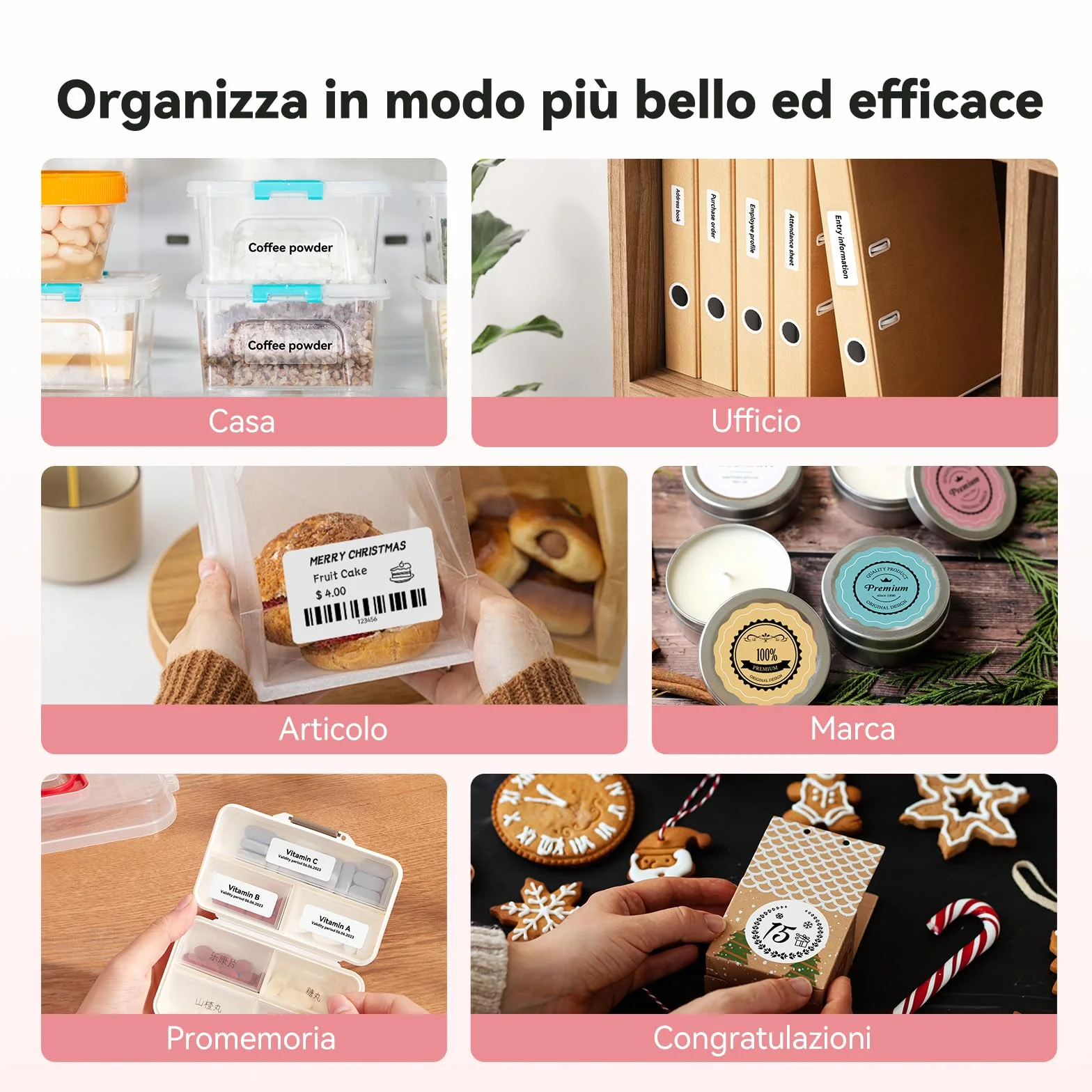 NIIMBOT B21 Etichettatrice Bluetooth Rosa, Etichette 20-50mm, App con 120 Caratteri e 1600 Icone