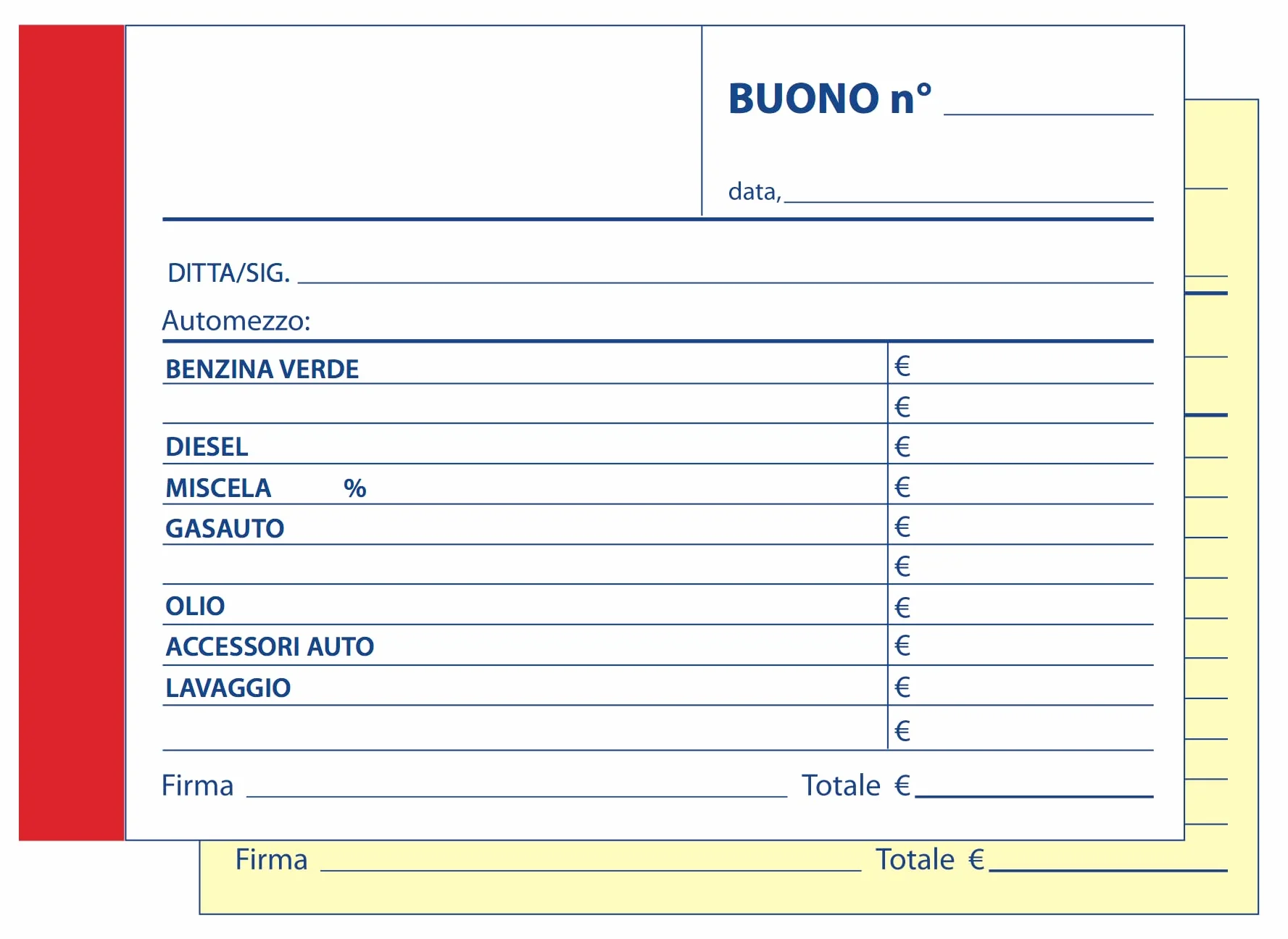 Pressart BdB n° 5 Blocchi Buono Carburante 50 x 2 f.to 10,5 x 15 cm Carta Copiativa