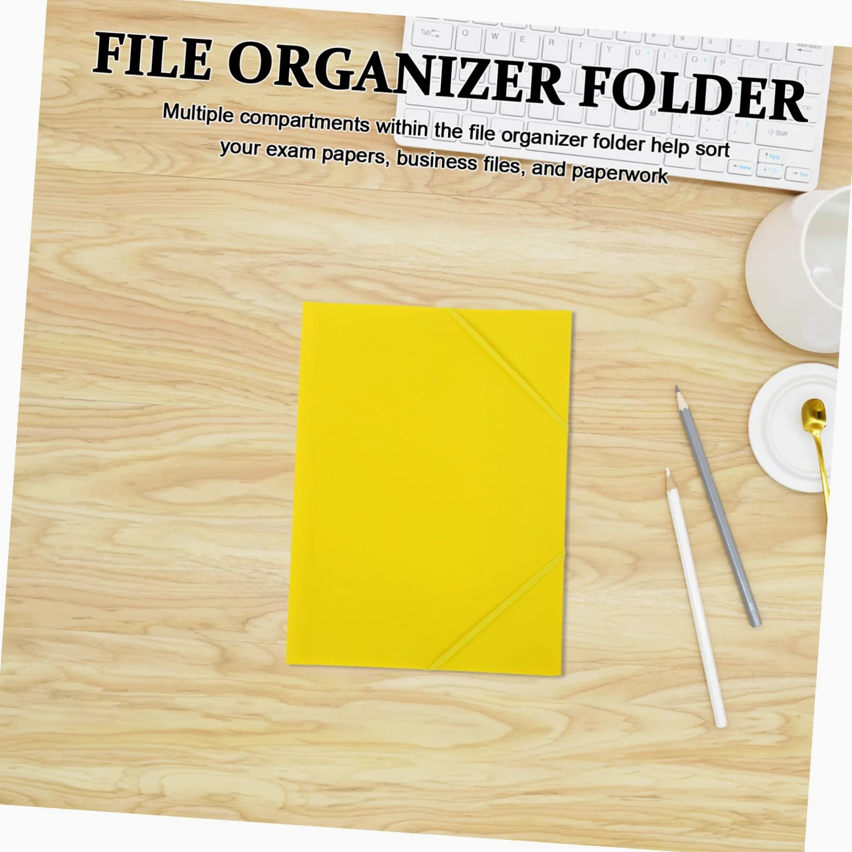 10 Pezzi Cartella Portadocumenti A4 in Plastica Gialla con Chiusura a 3 Lembi e Design Leggero, Soluzione Pratica per Ufficio e Viaggio
