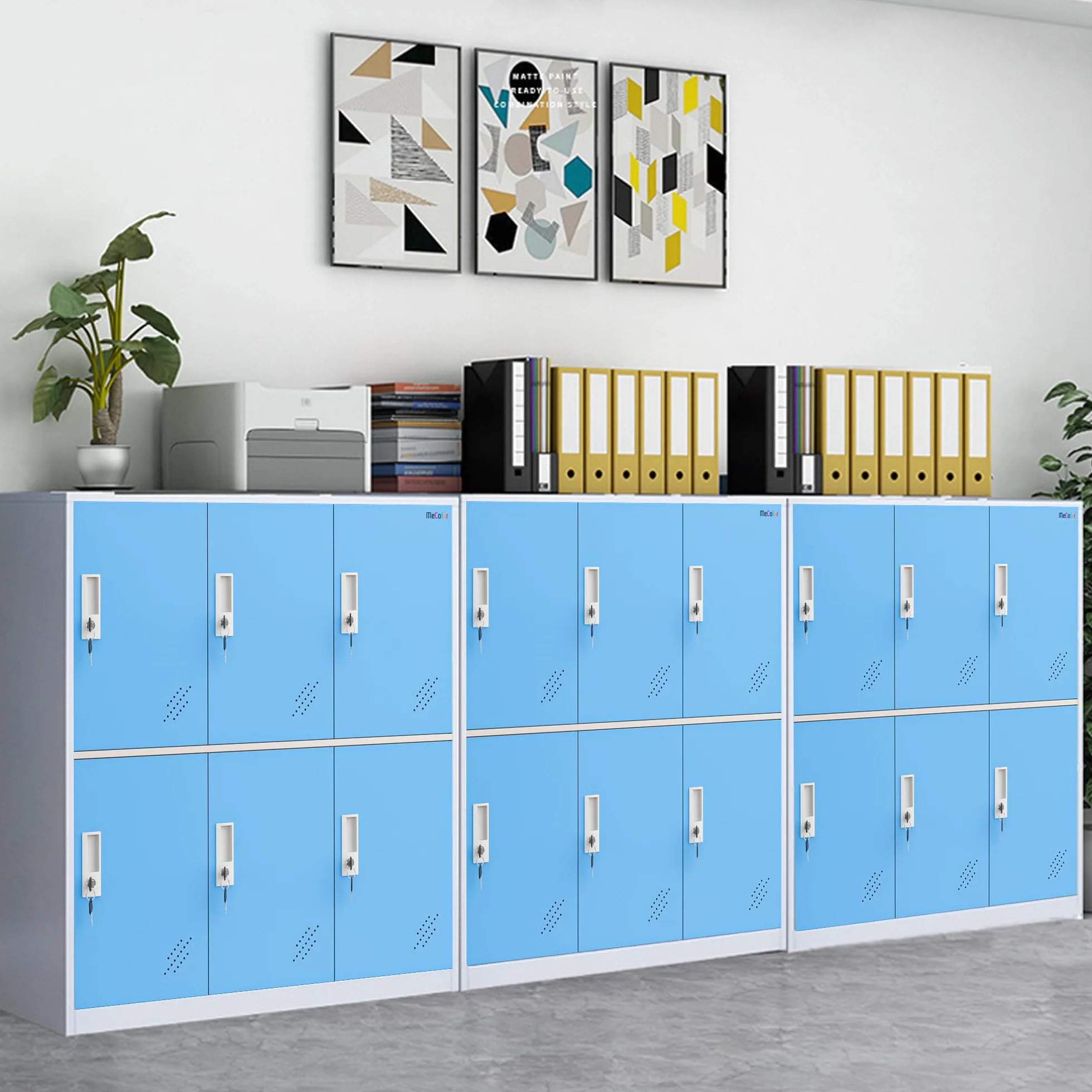 MECOLOR Armadietto portaoggetti per dipendenti, armadietto in metallo per ufficio, armadietti da palestra, armadietto in acciaio con serratura per la casa... (6D, blu)